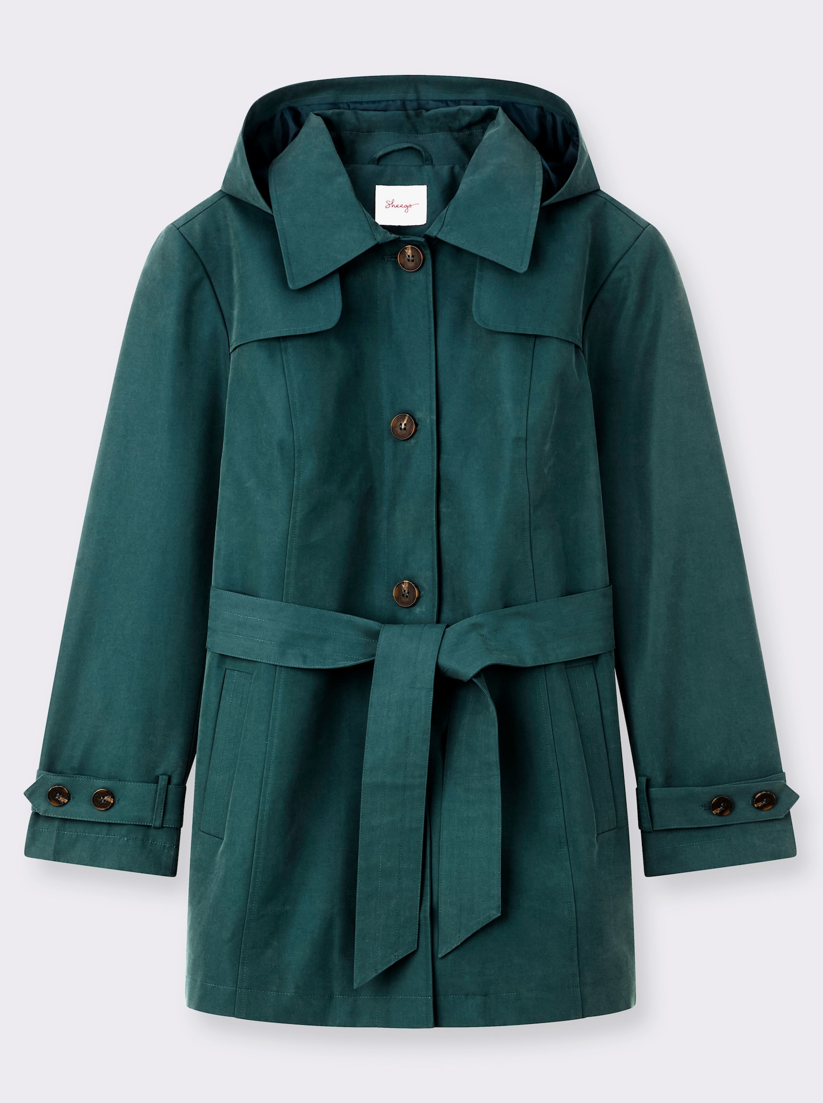 sheego Kapuzenjacke mit Umlegekragen - petrol