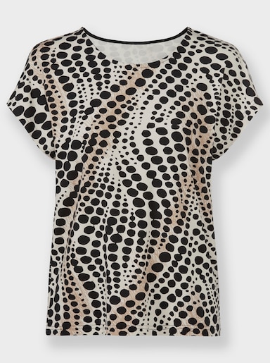 Shirt met stippendessin - ivoor/zwart bedrukt
