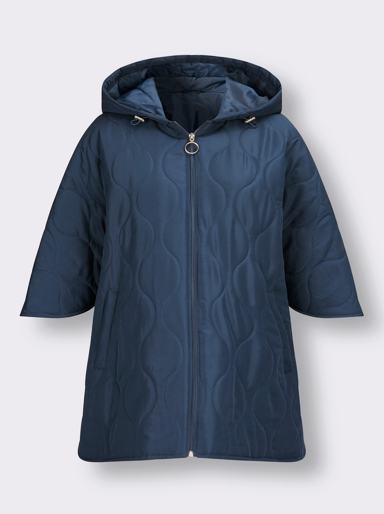 Steppjacke in Poncho-Form - dunkelblau