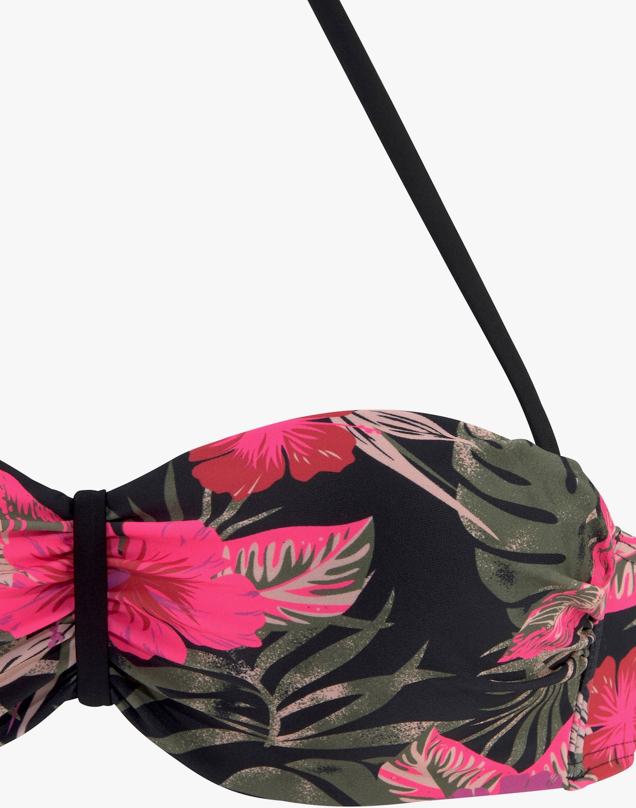 LASCANA haut de bikini bandeau à armatures - noir-fuchsia imprimé
