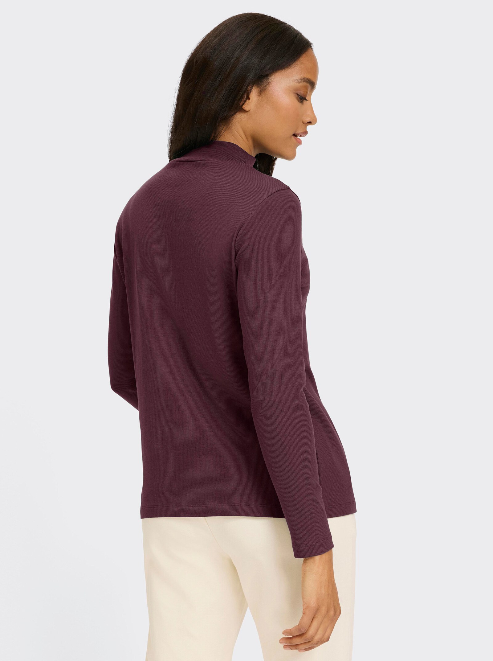 heine Stehkragenshirt in Feinripp-Qualität - burgund