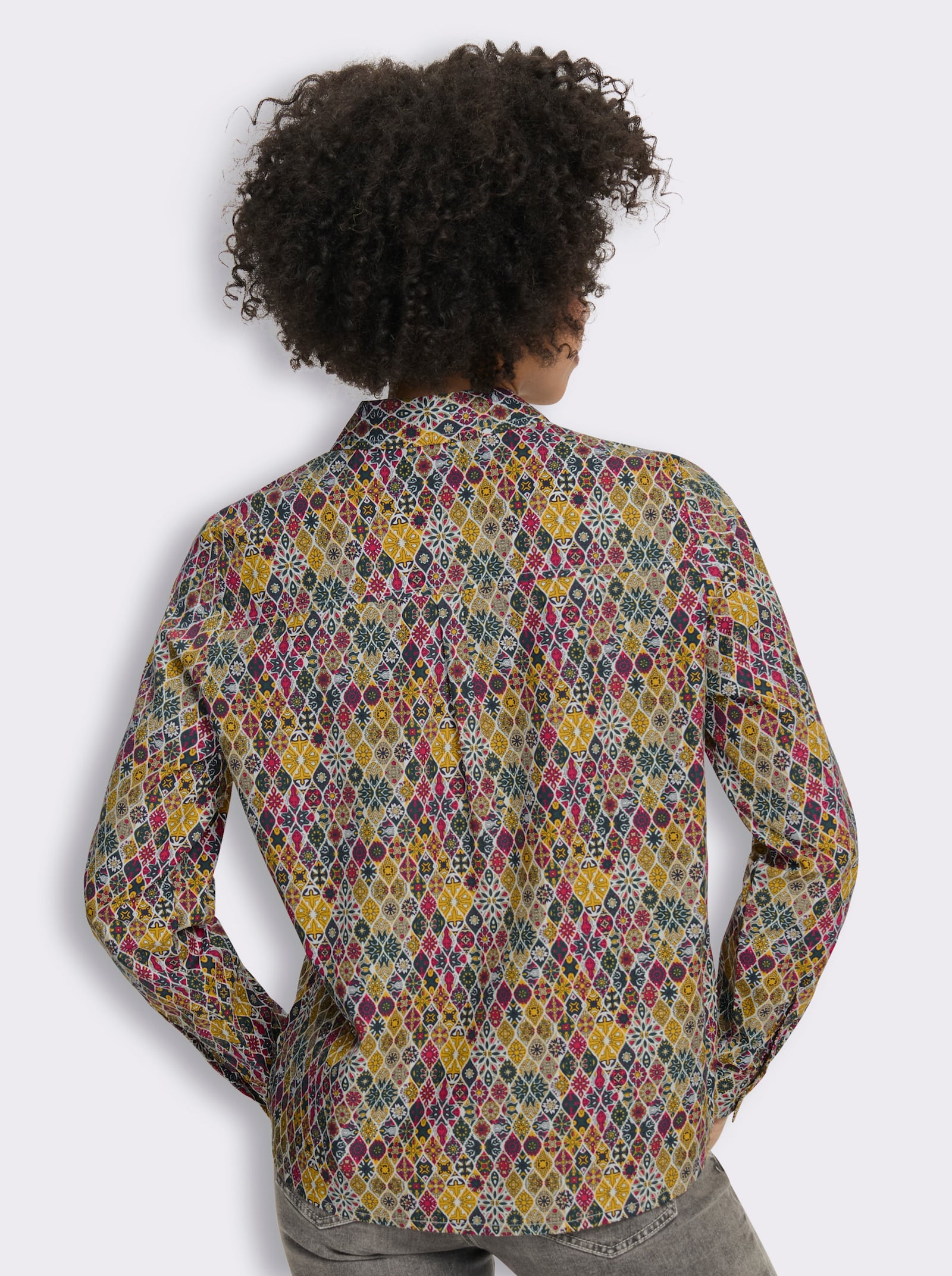 heine Druckbluse mit Ornament-Dessin - petrol-ocker-bedruckt
