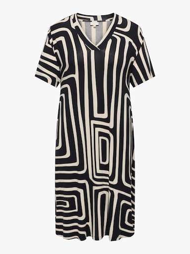 ONLY CARMAKOMA Shirtkleid - black aop:oatmeal graphic