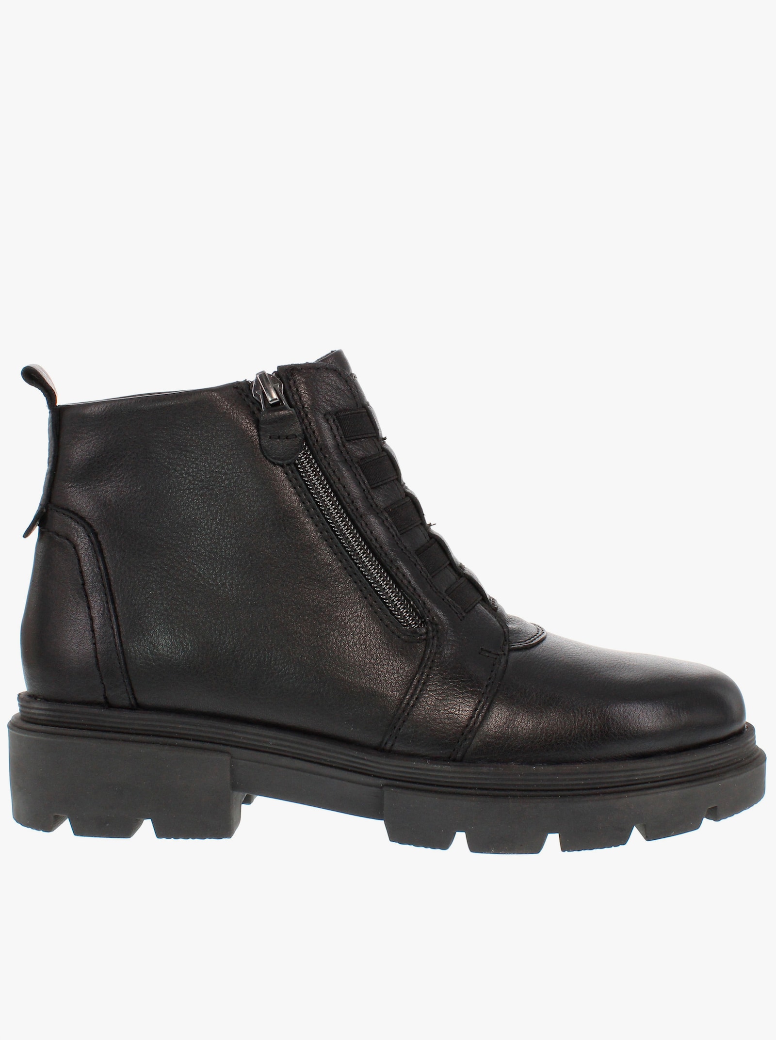 Naturläufer Stiefelette mit Warmfutter, Leder - schwarz