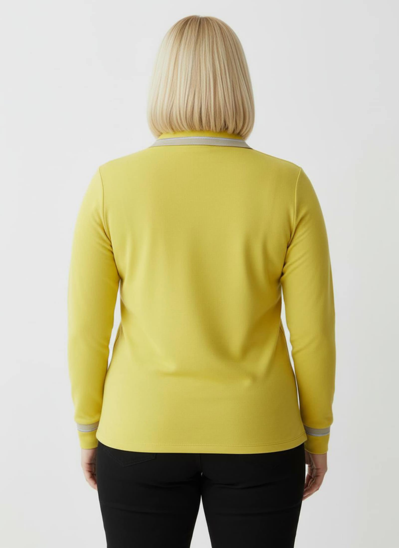 Poloshirt mit Kontrast-Akzenten - limone-sand-gemustert