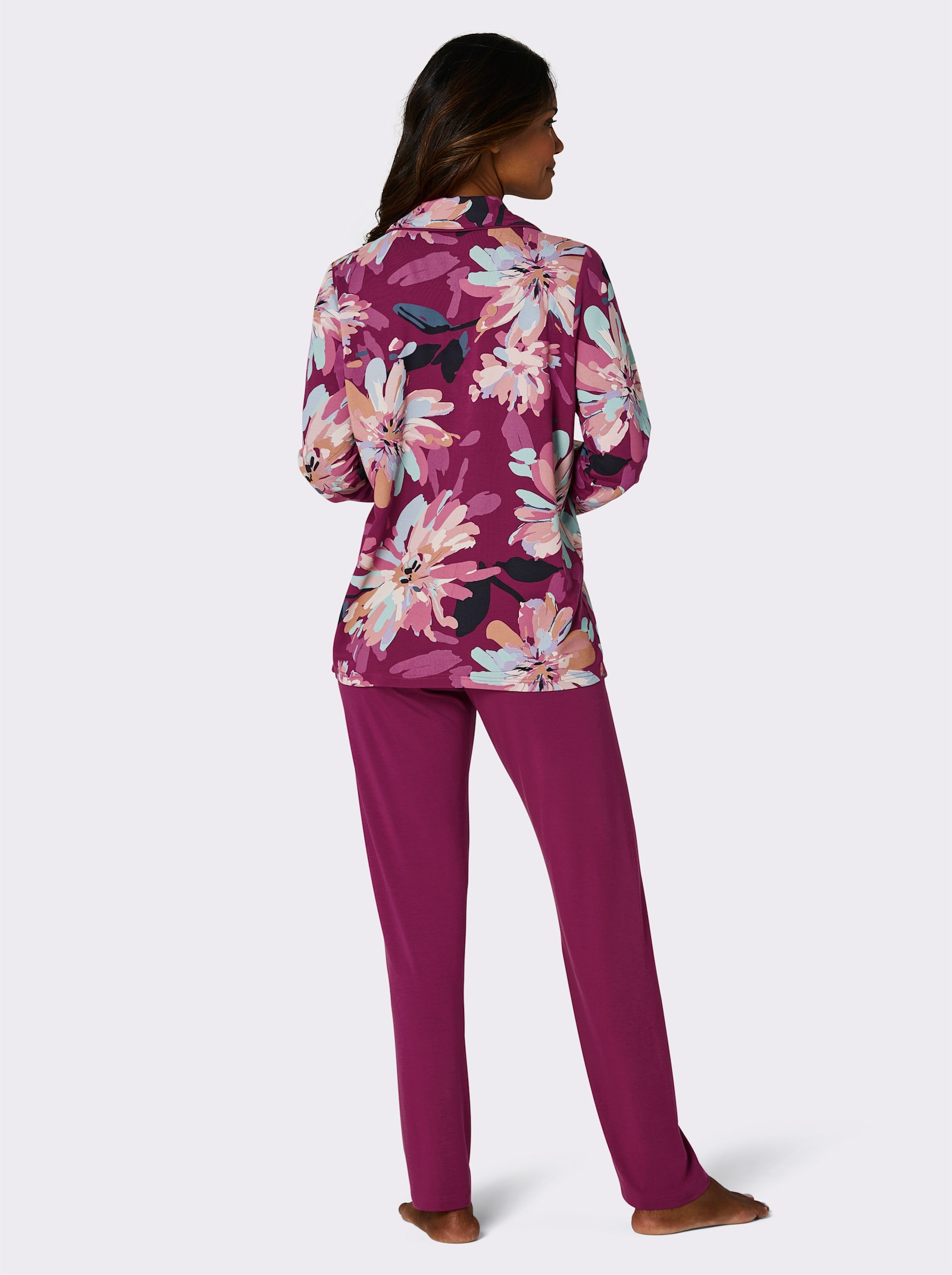 wäschepur Pyjama - mauve-bleu fumée imprimé