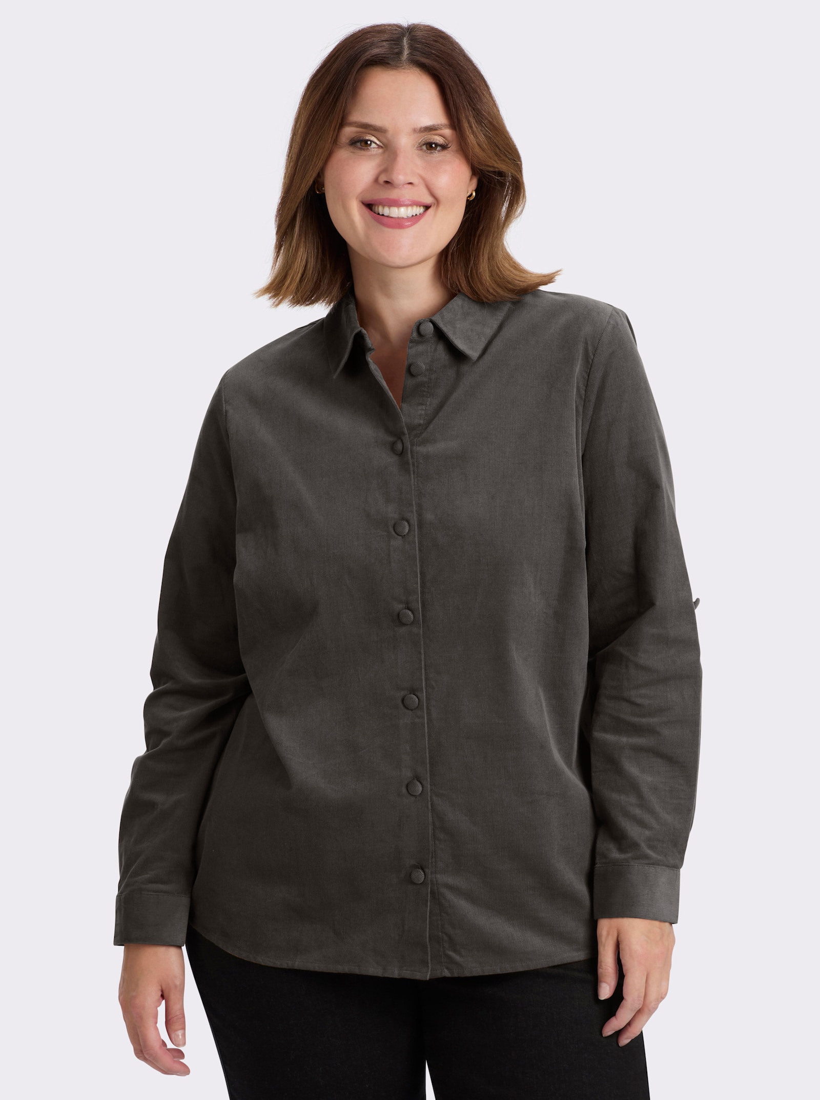 Hemdbluse in Cord-Qualität - graphit