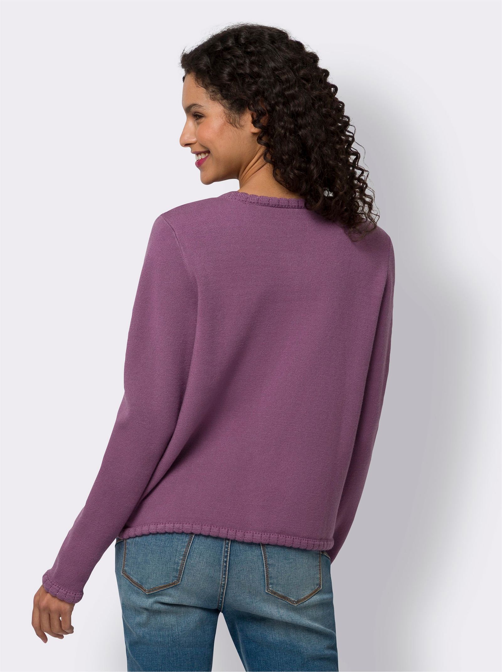 heine Strickjacke mit Wellenkanten - violett