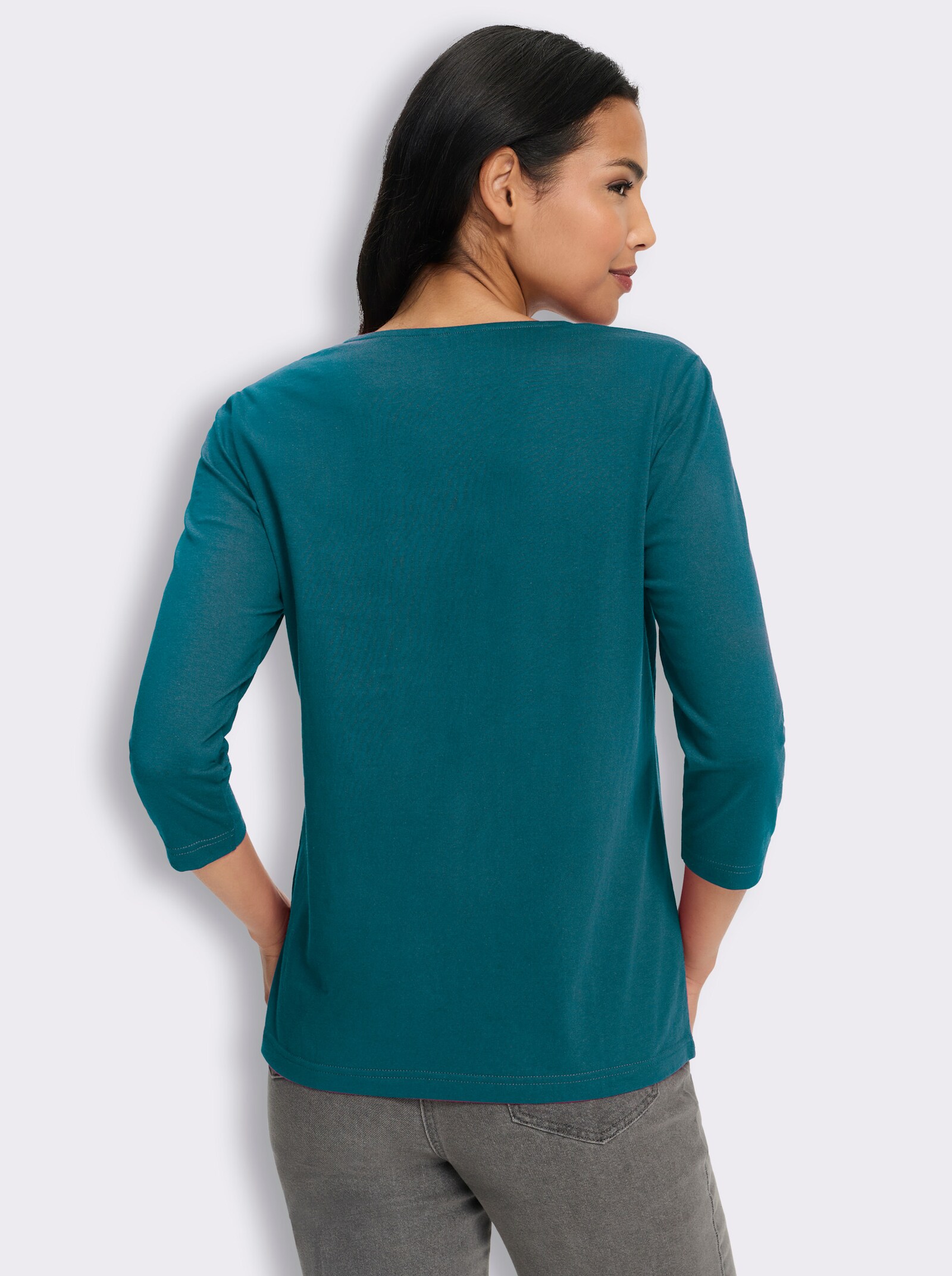 3/4-Arm-Shirt mit Patchwork-Muster - aquapetrol-traube
