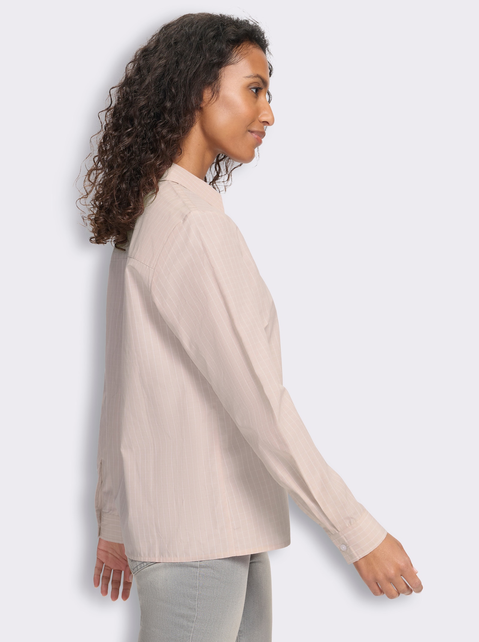 heine Karobluse mit V-Ausschnitt - puder-ecru-kariert