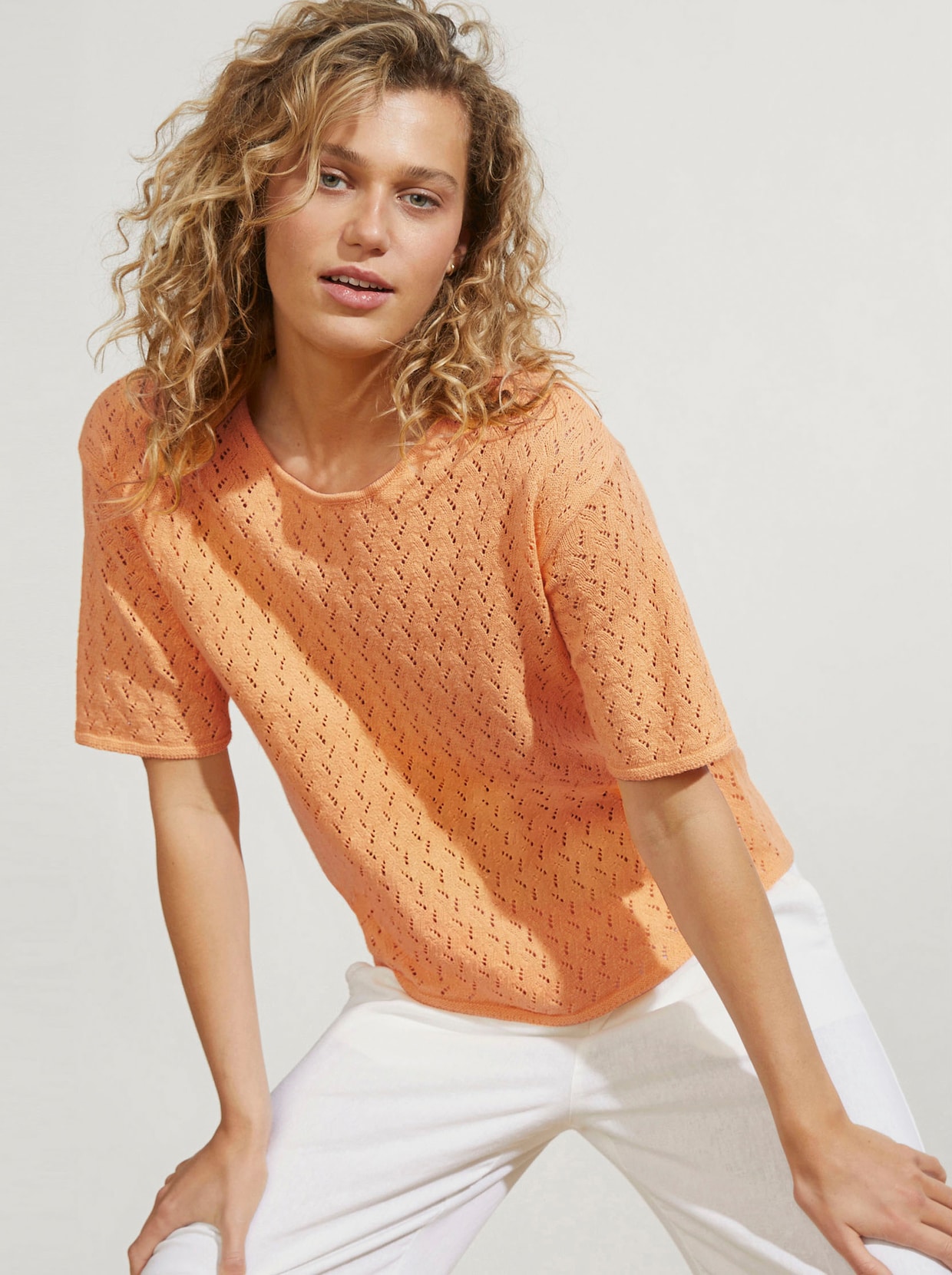 Pullover met korte mouwen - papaya