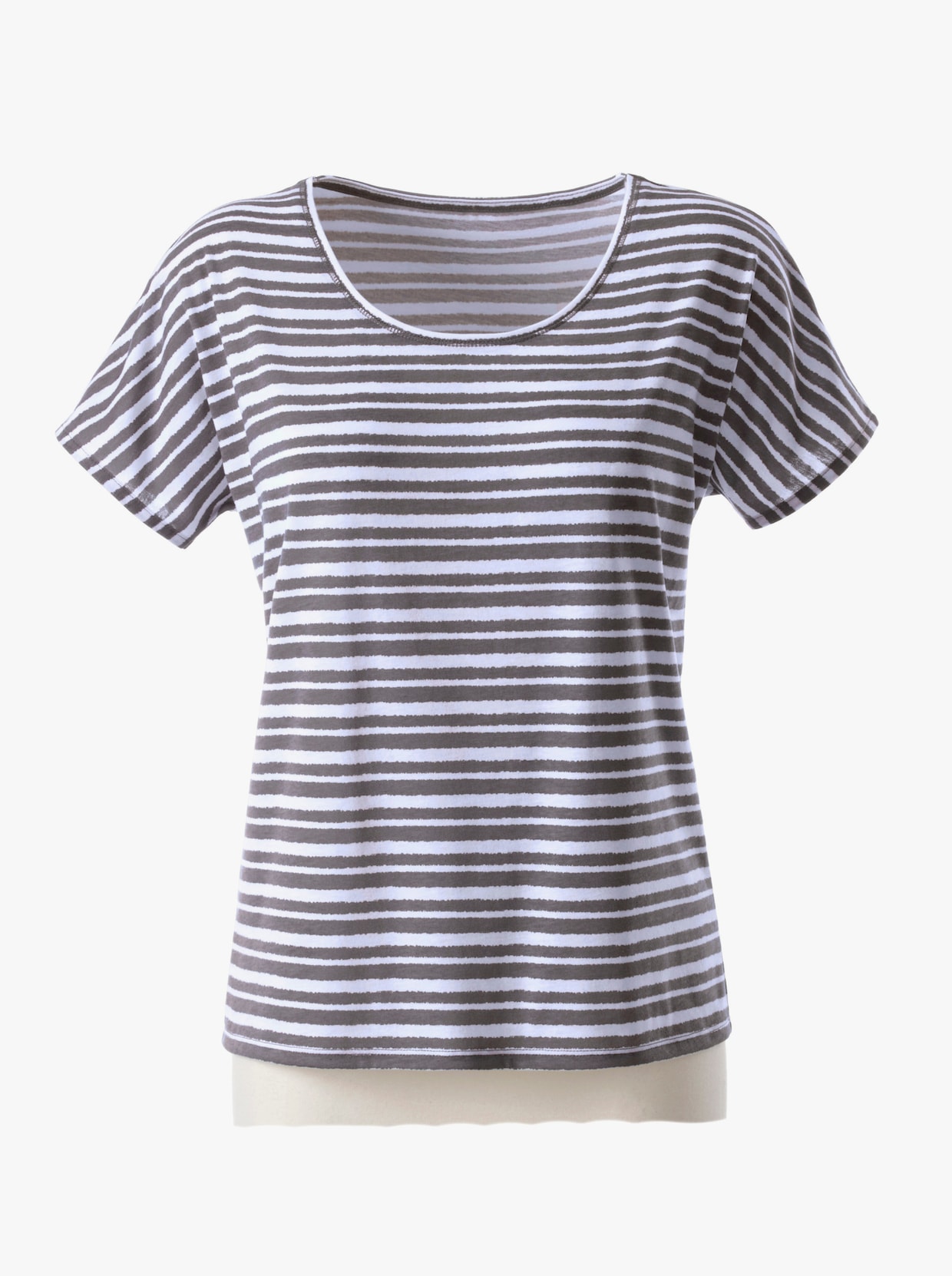 T-shirt - taupe gestreept