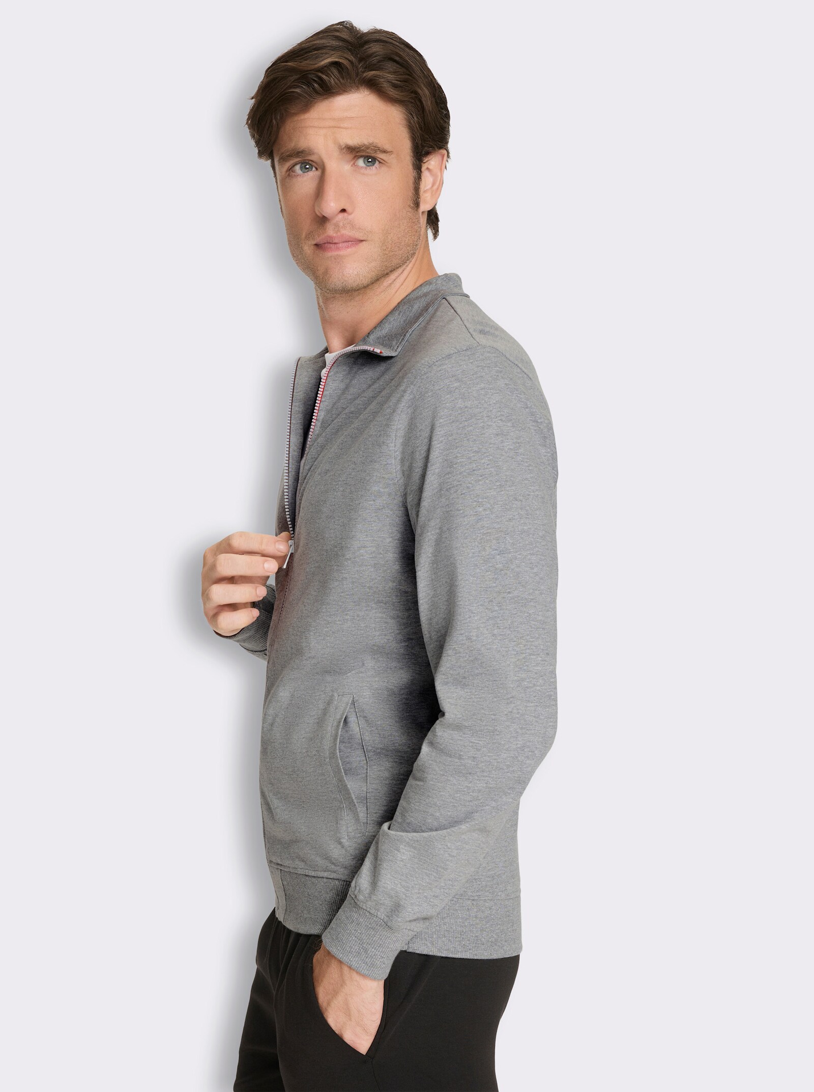 Catamaran Sports Sweatjacke mit Kontrast-Reißverschluss - grau-meliert