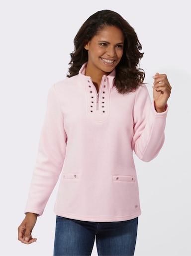Fleeceshirt mit Ösen-Verzierung - hellrosé