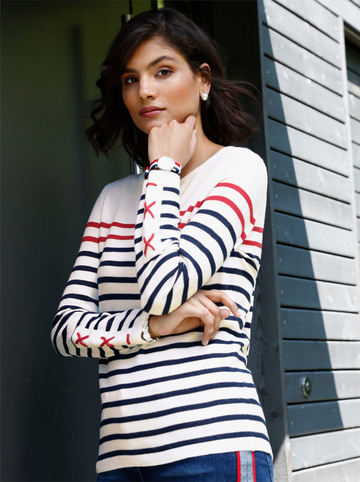 Gestreepte pullover - marine gestreept