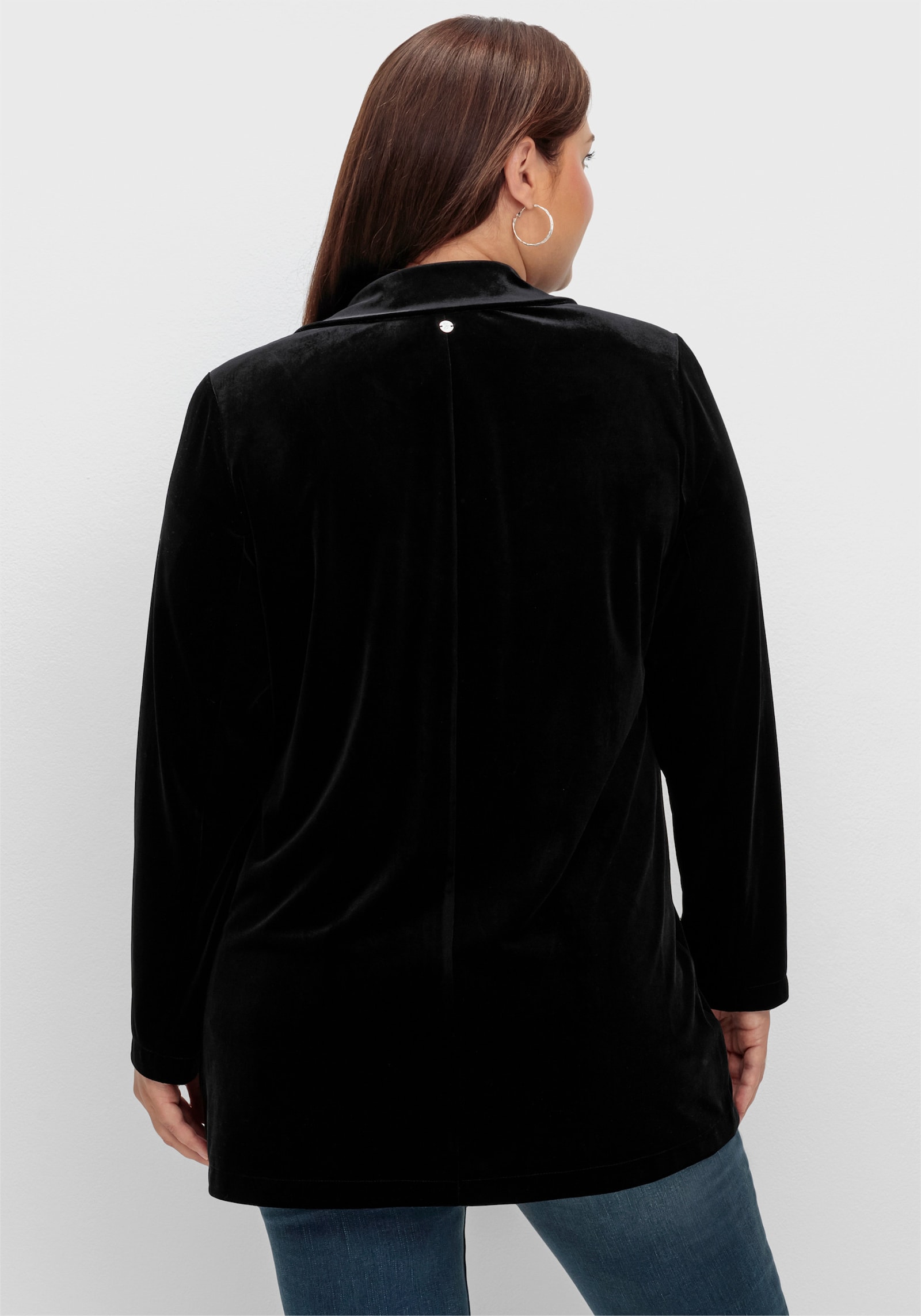 sheego Samtblazer in offener Form - schwarz