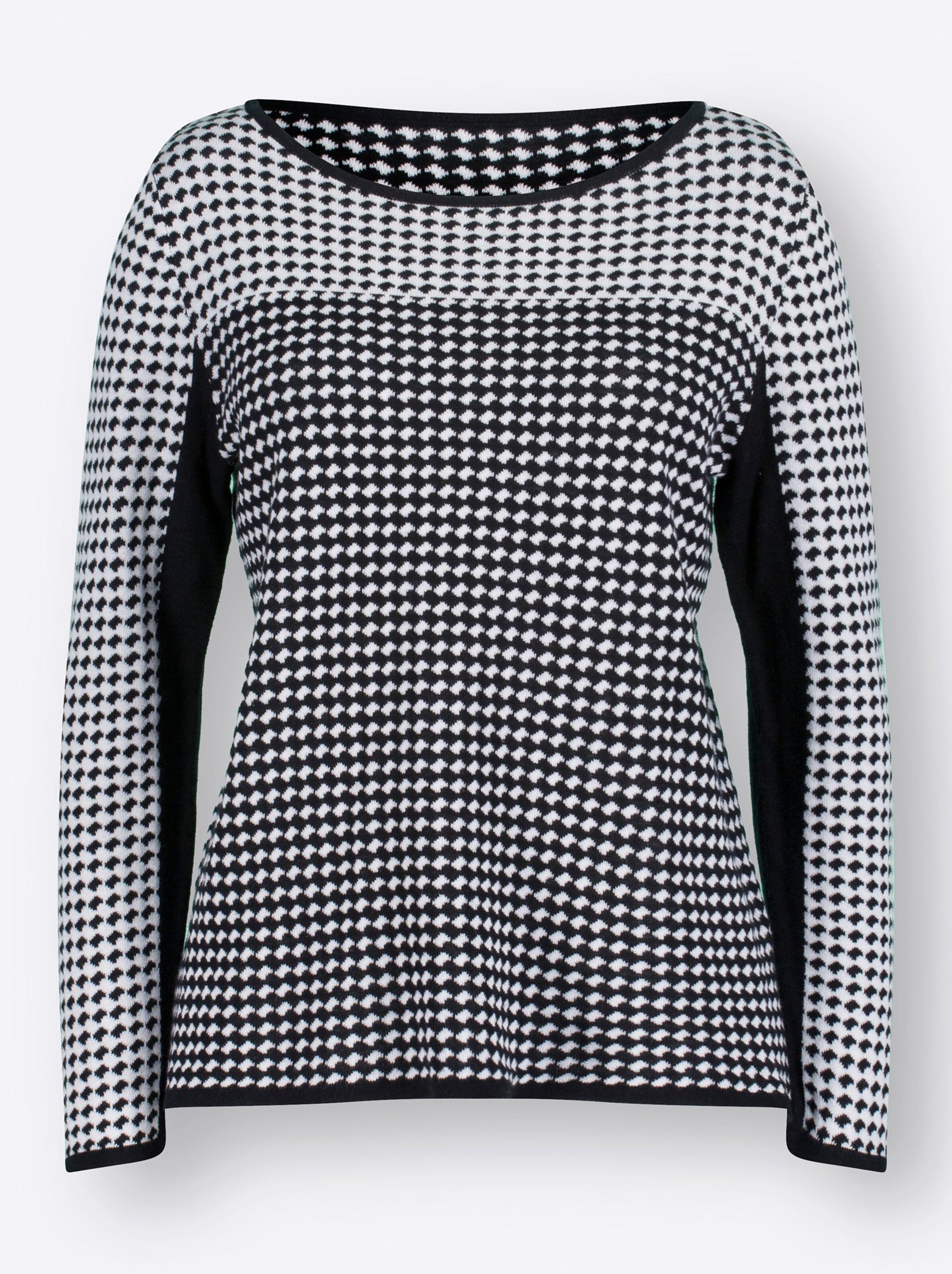 Damenmode Pullover Strickpullover in schwarz-weiß-gemustert 