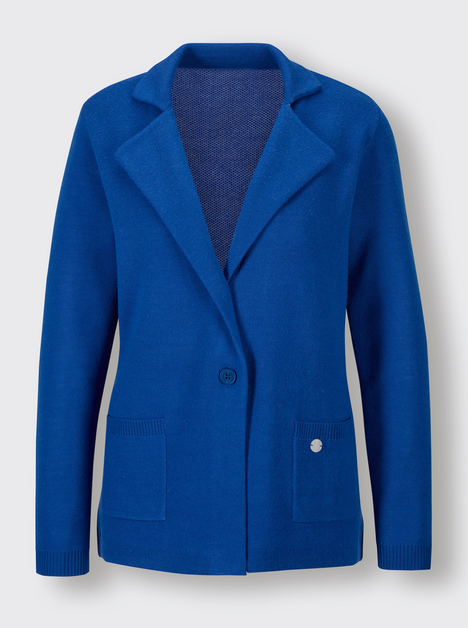 CREATION L PREMIUM Strickjacke mit 1-Knopf-Verschluss - royalblau
