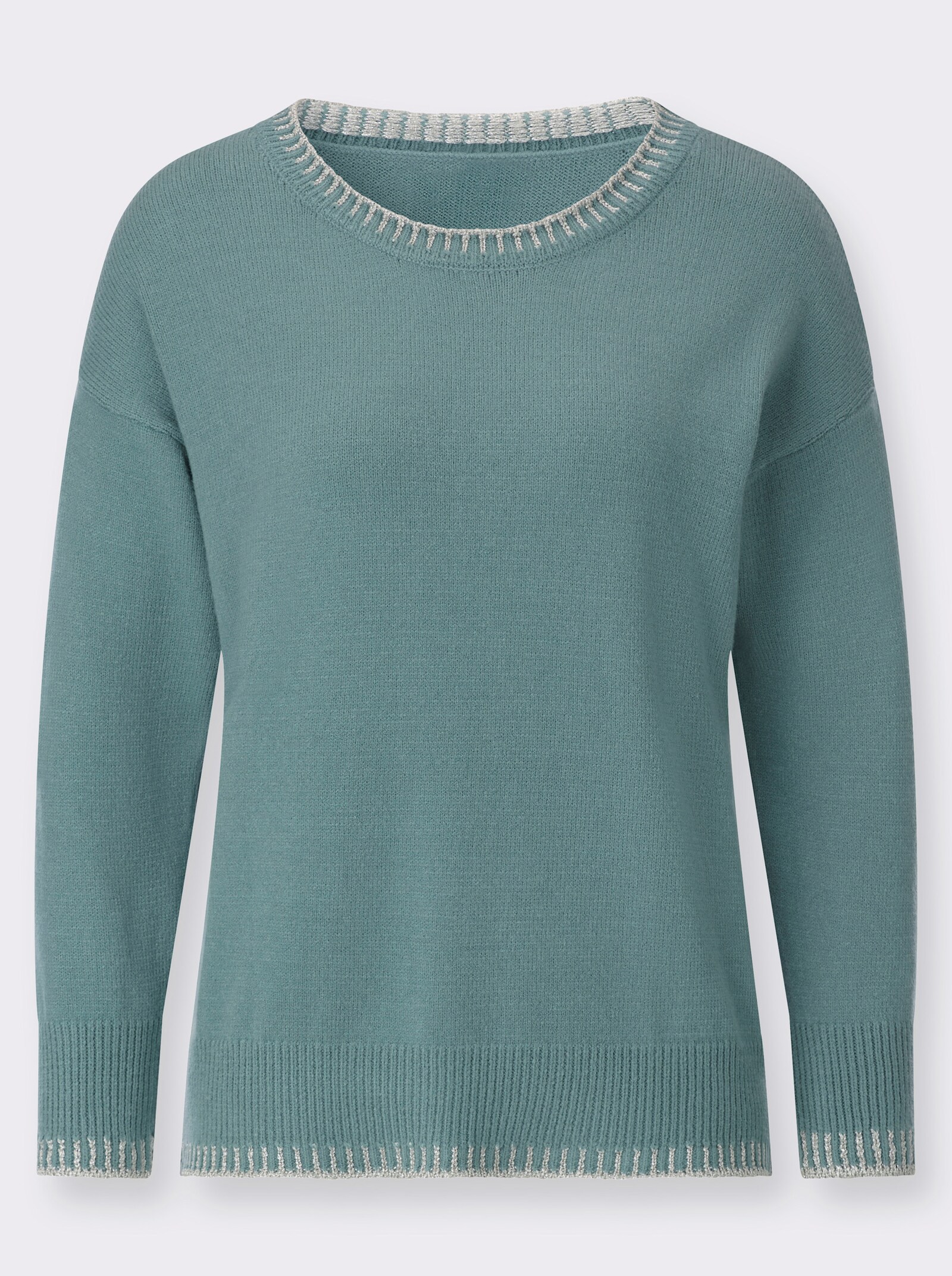 Langarm-Pullover mit Glanzgarn - jade