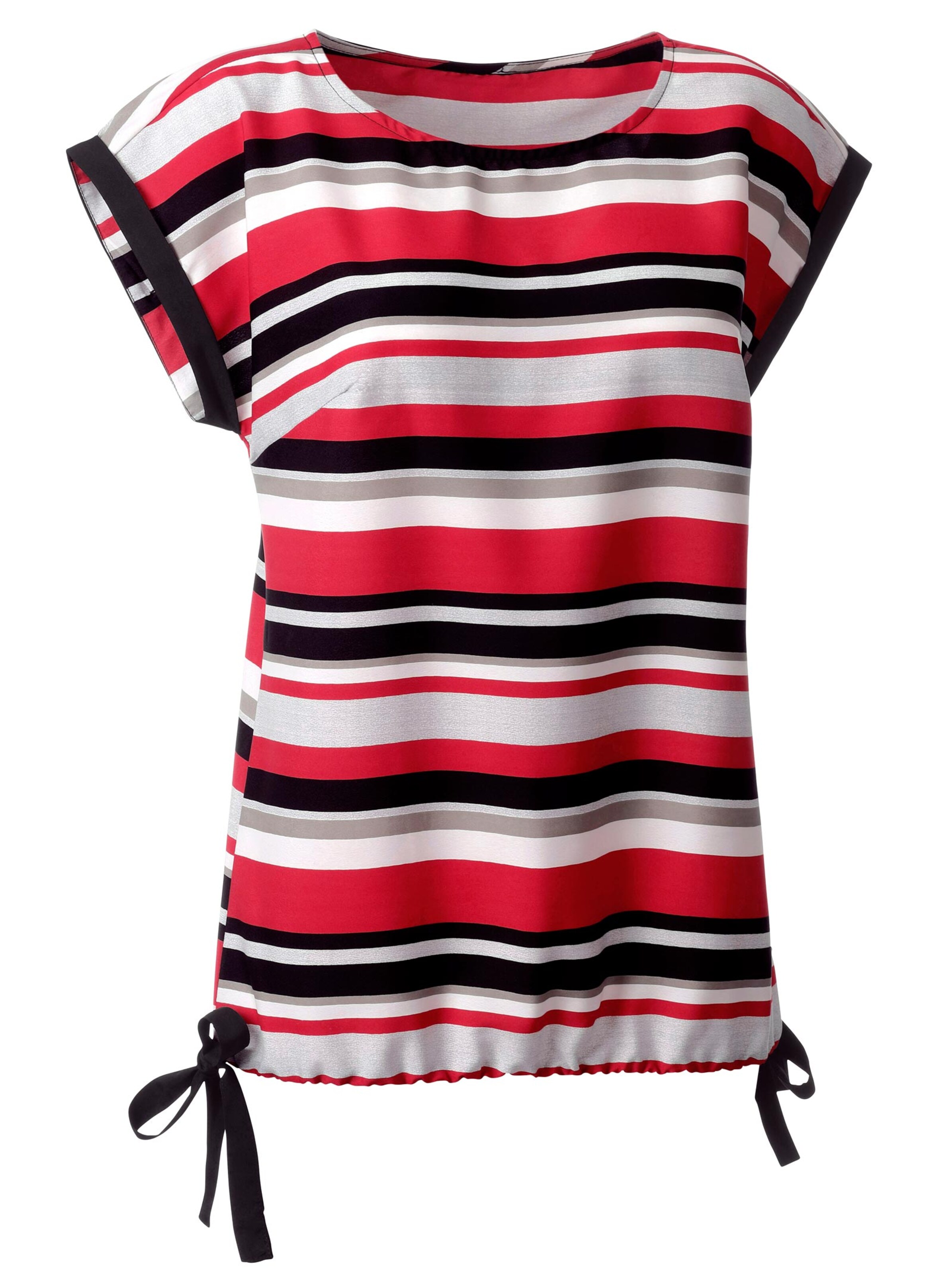 Gestreifte Bluse - khaki-rot-gestreift