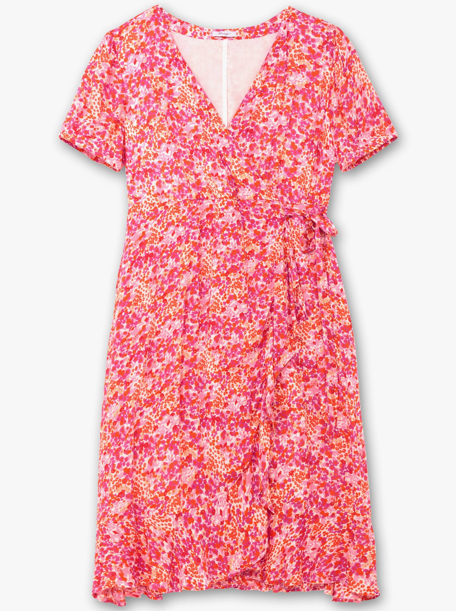 sheego Maxikleid in Wickeloptik - pink gemustert