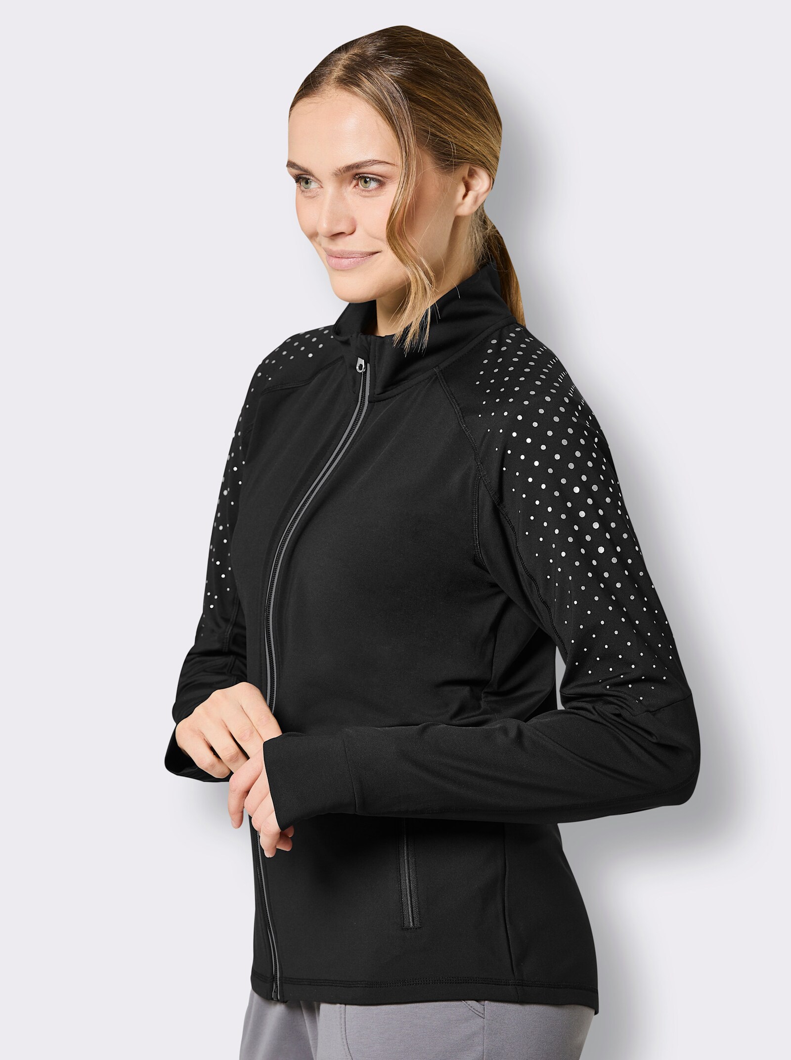 Catamaran Sports Funktionsjacke mit Daumenloch an den Ärmeln - schwarz