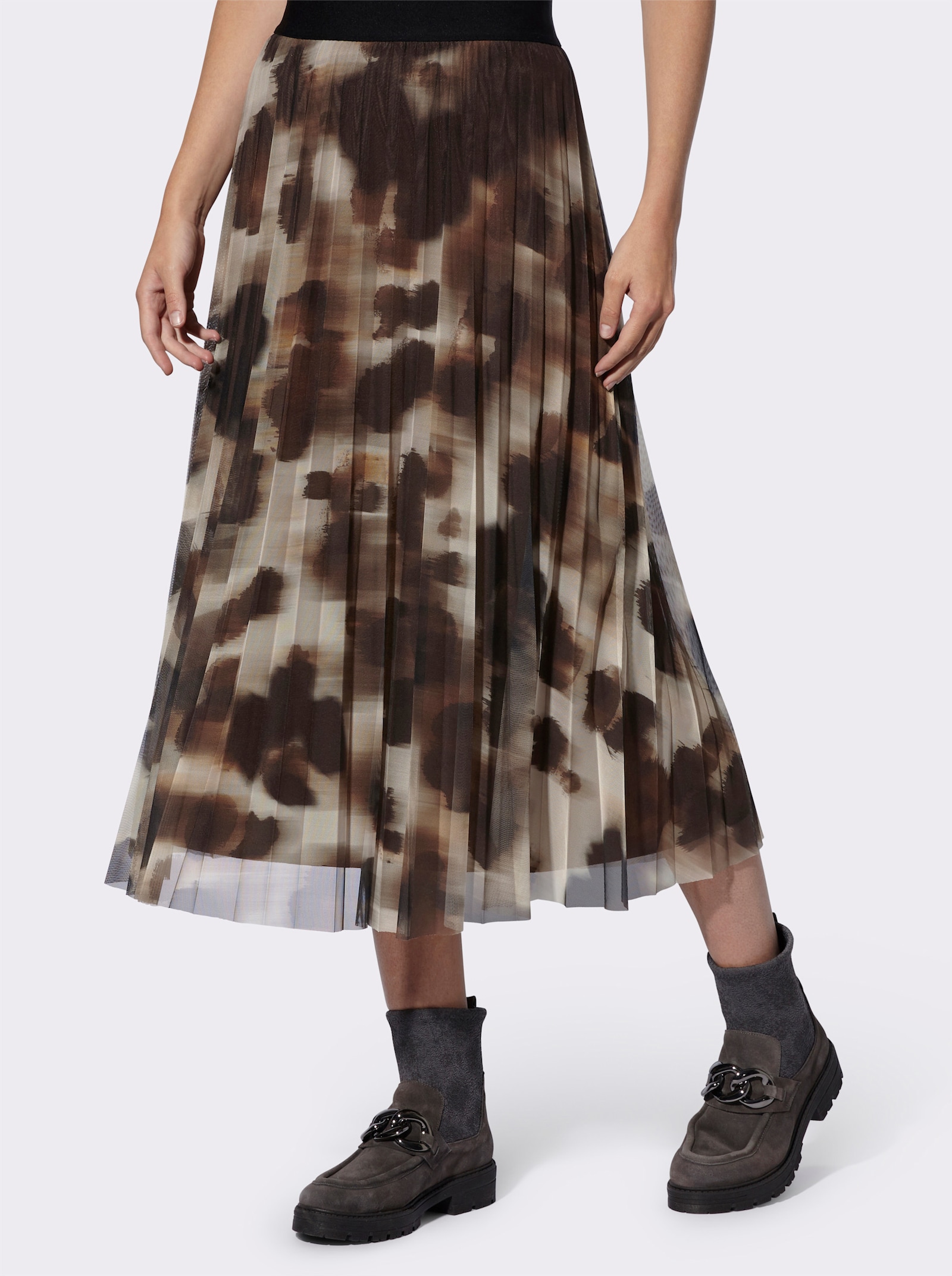 heine Meshrock mit Leo-Muster - schwarz-braun