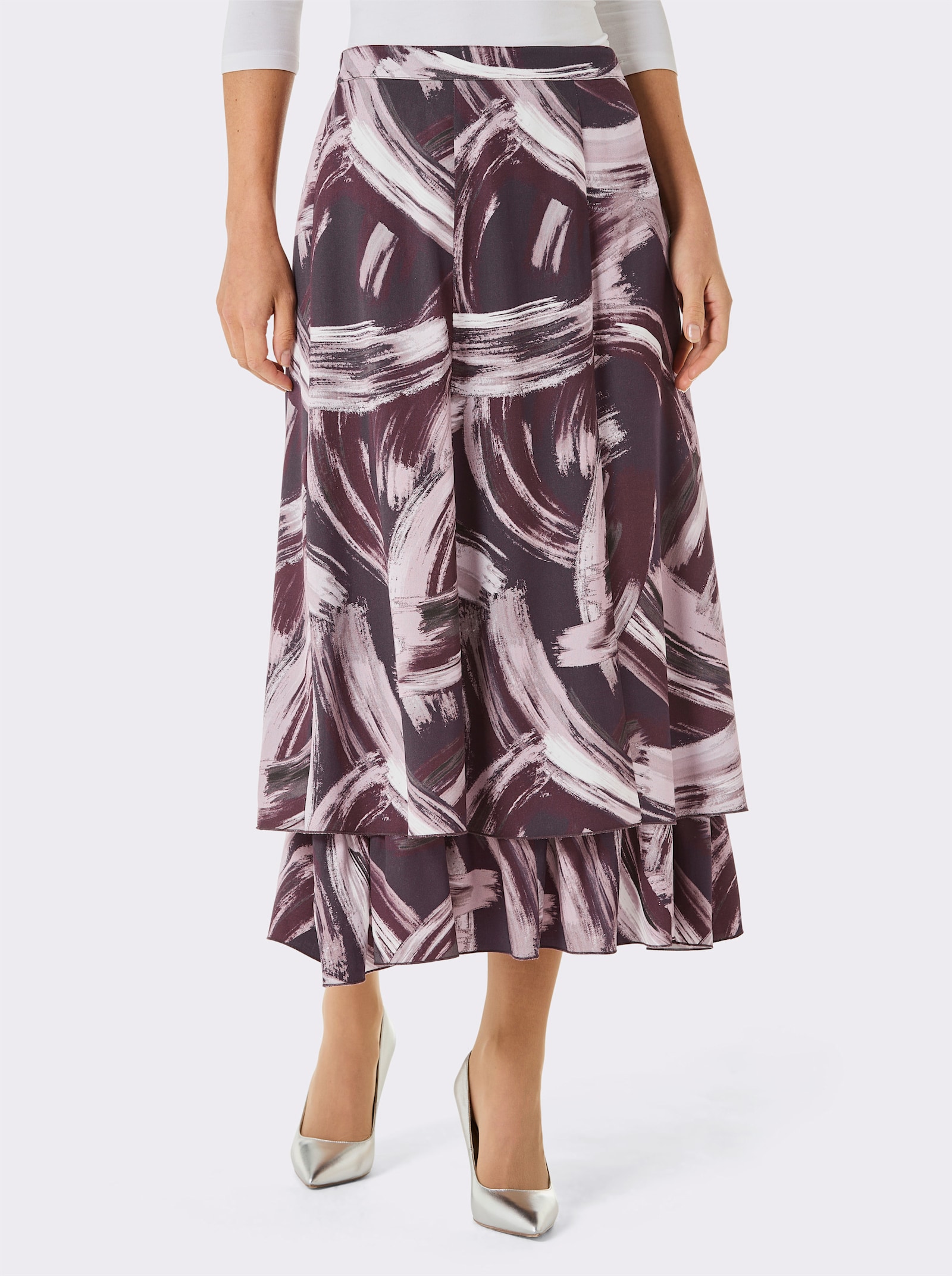 CREATION L PREMIUM Bahnenrock - traube-mauve-bedruckt