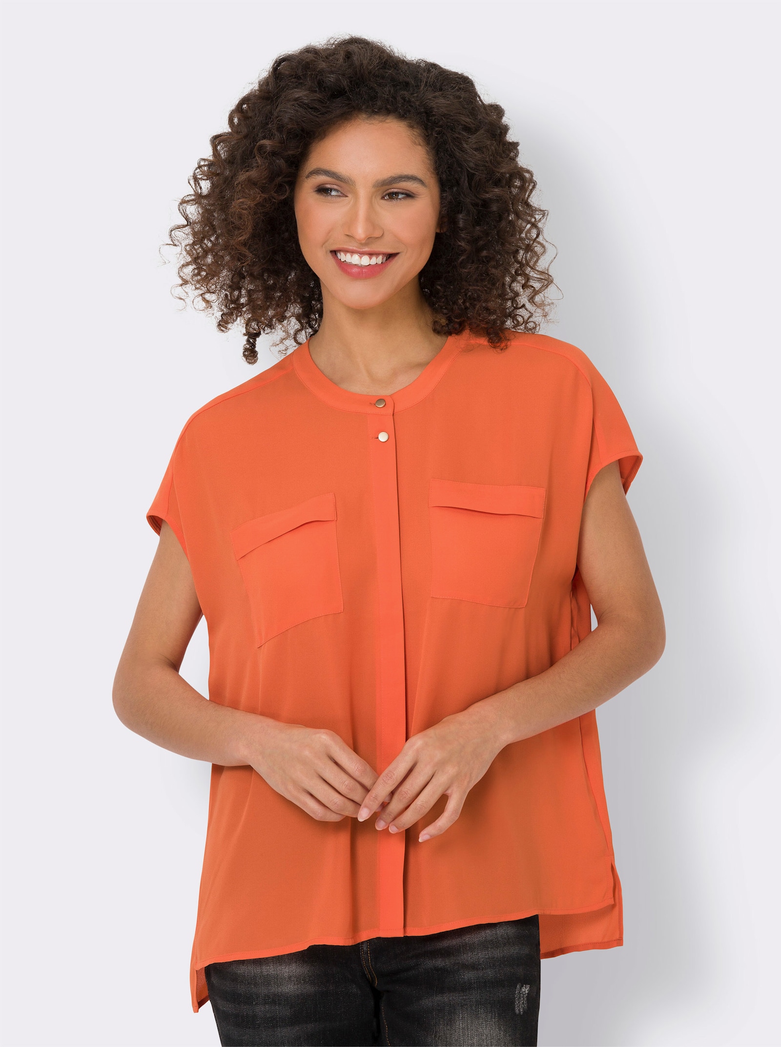 heine Kurzarm-Bluse in Oversize-Passform - orange