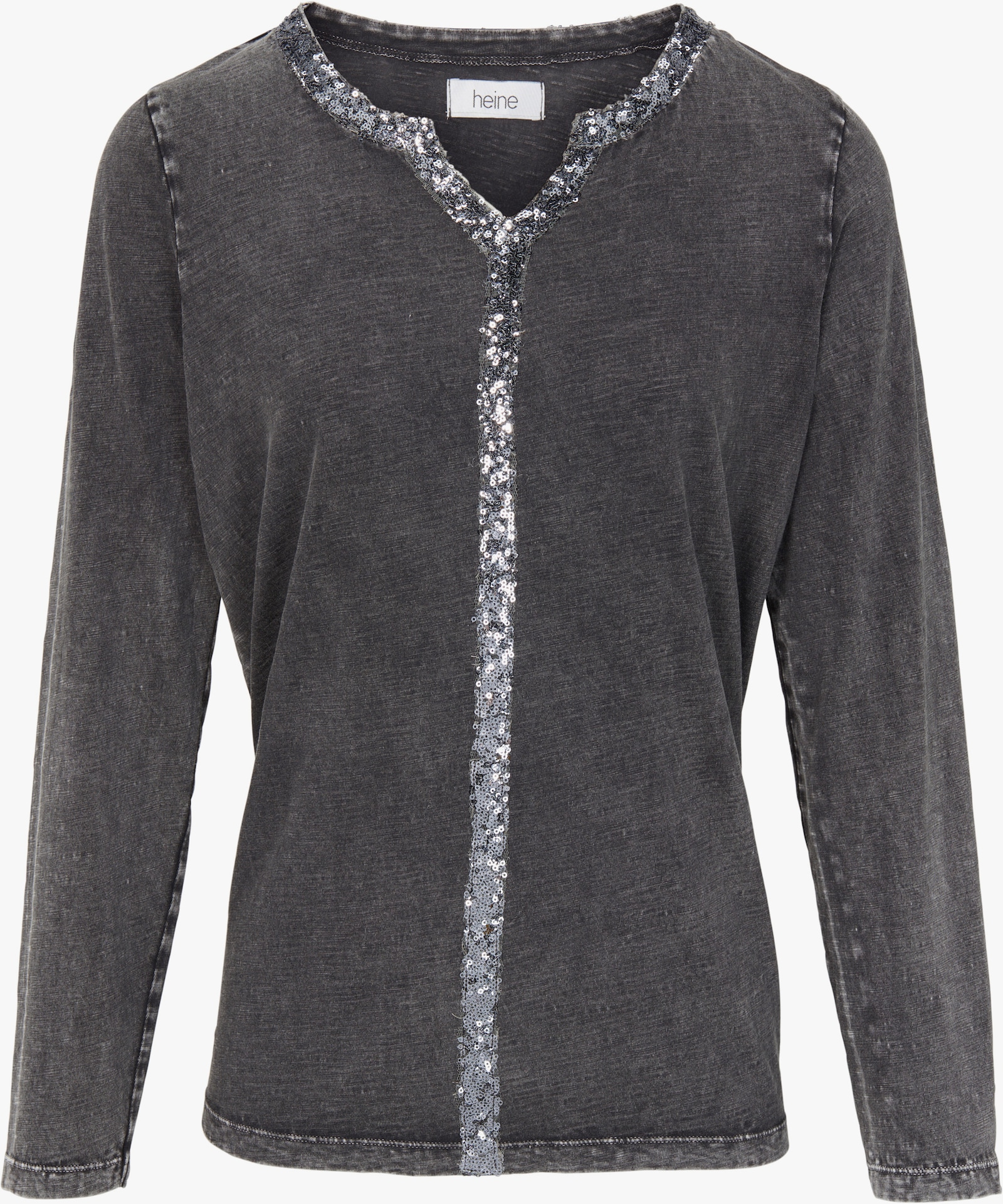 heine Langarmshirt mit Glitzerband - grau