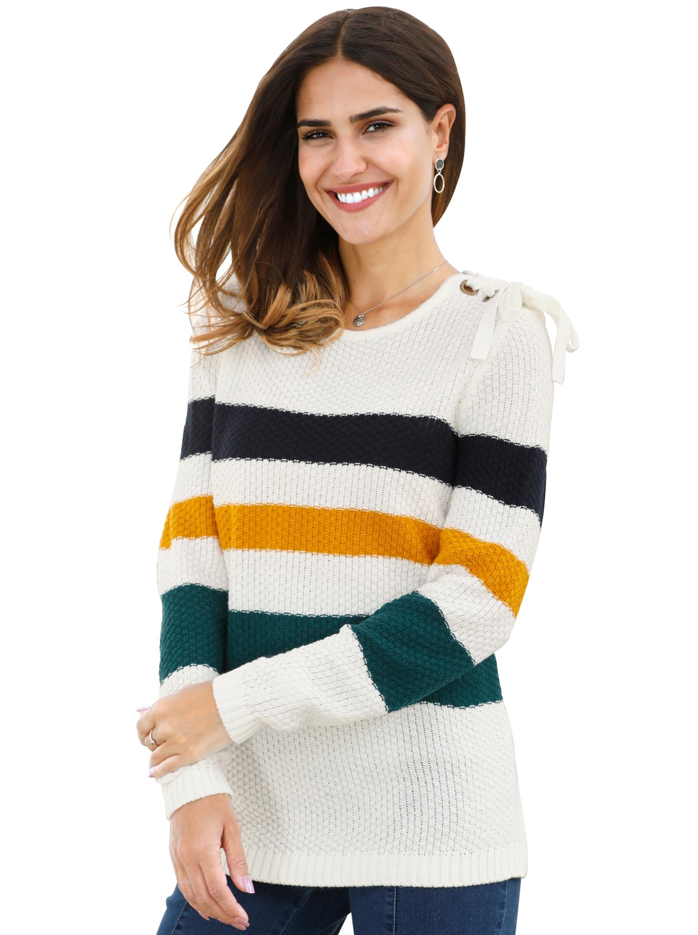 Pullover - ecru-gestreift