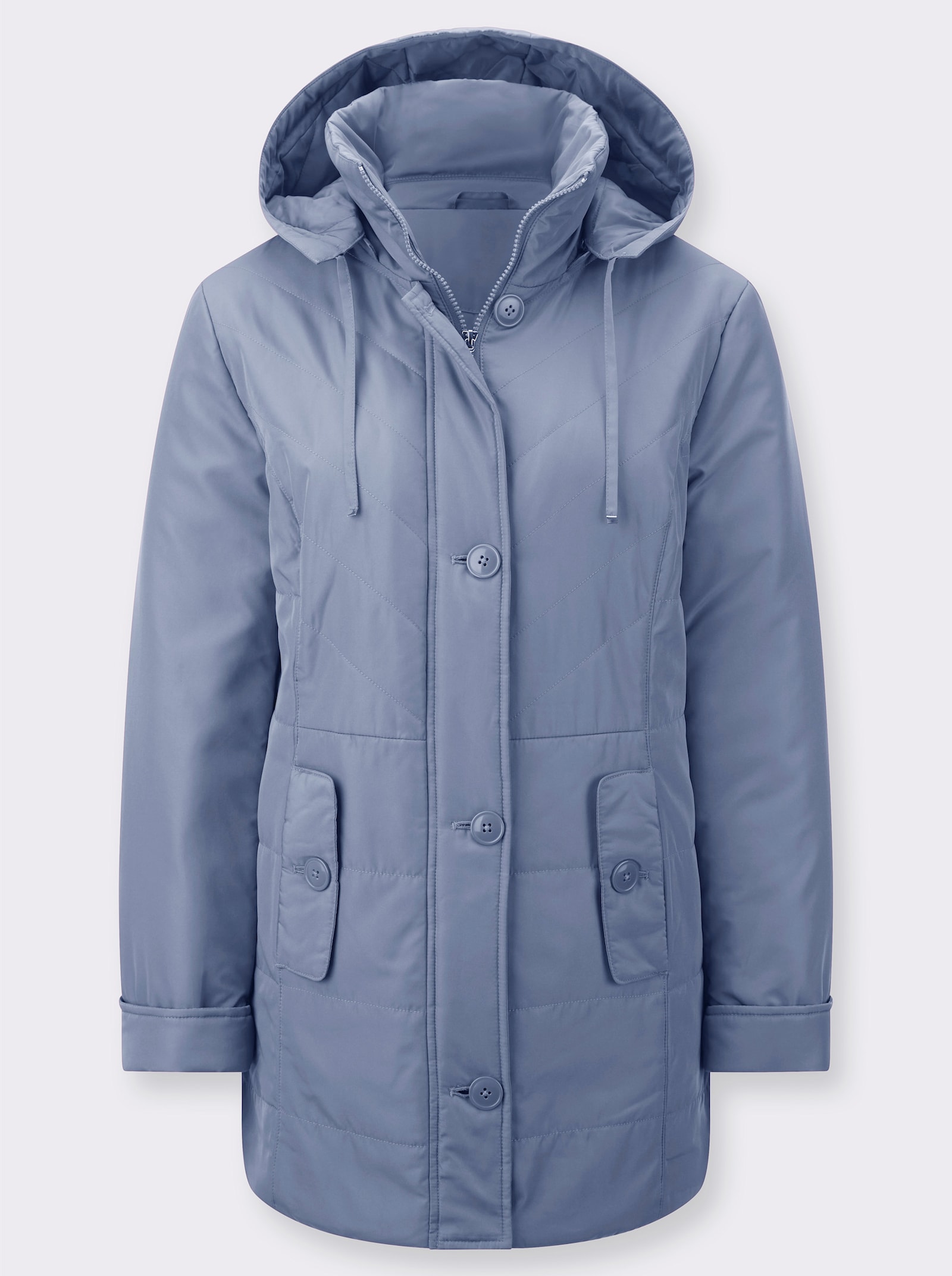 Jacke mit abzippbarer Kapuze - taubenblau