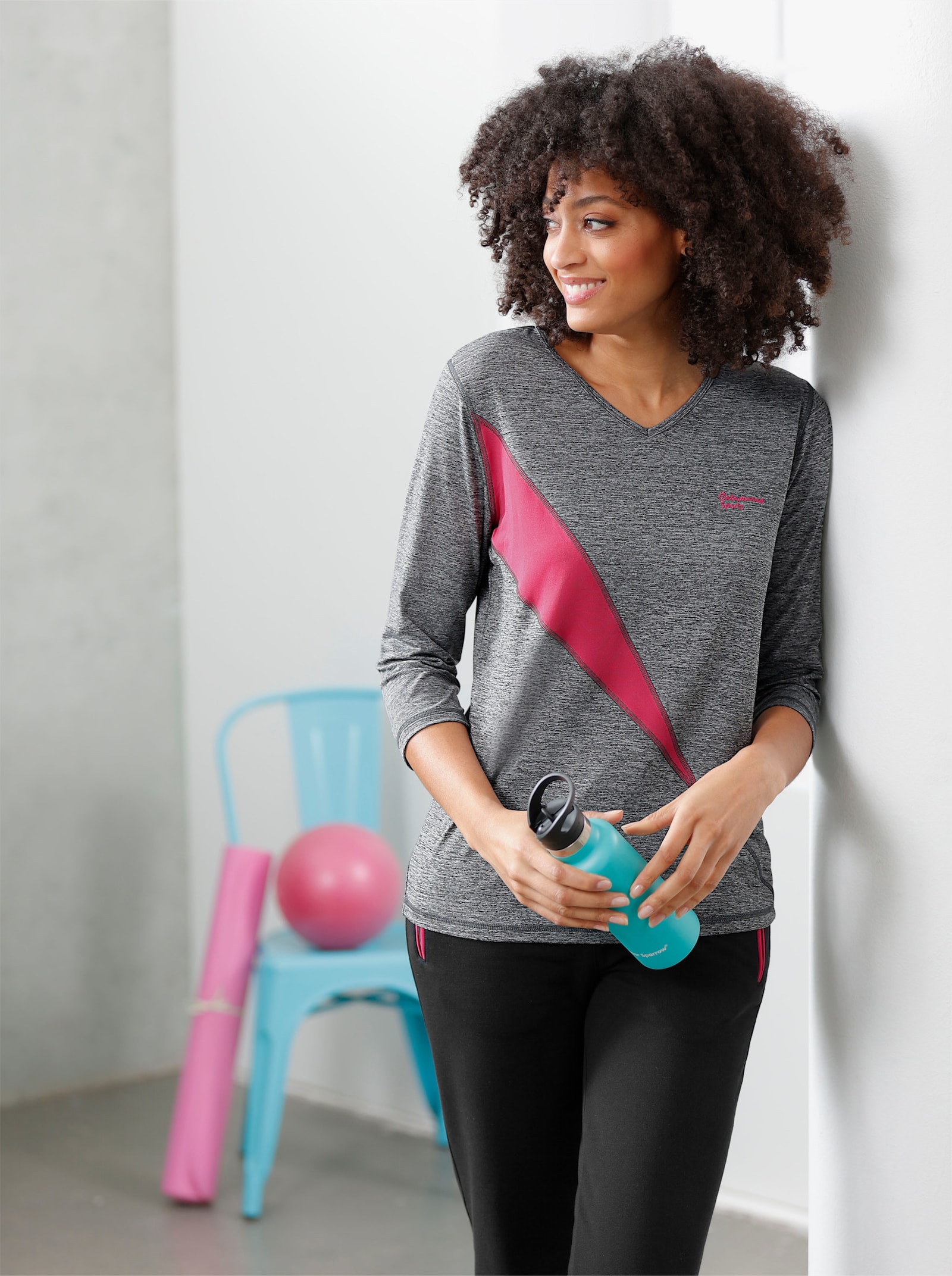 Catamaran Sports Funktionsshirt schnelltrocknend - grau-meliert-pink