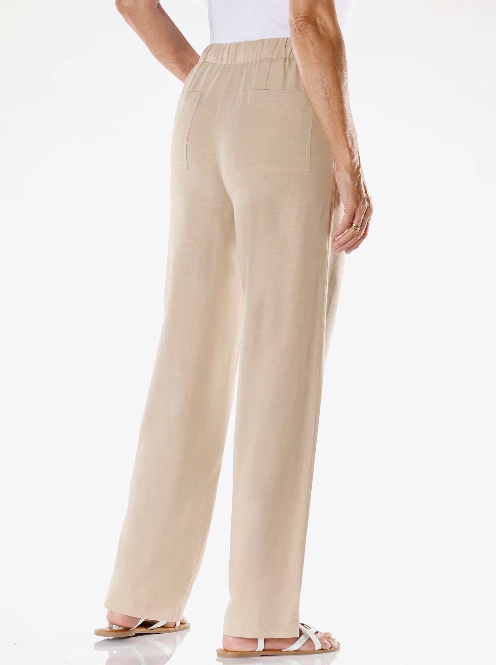 Comfortbroek met bindceintuur - beige