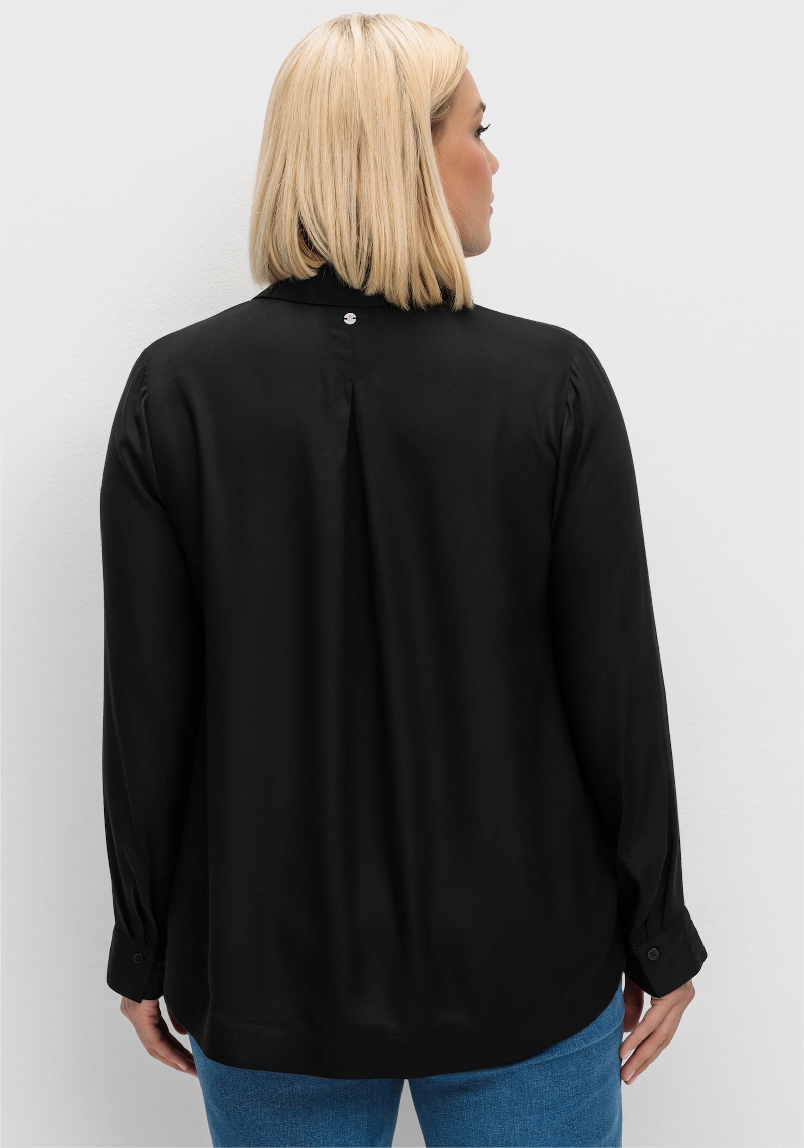 sheego Tuniek met overhemdkraag en V-hals - zwart