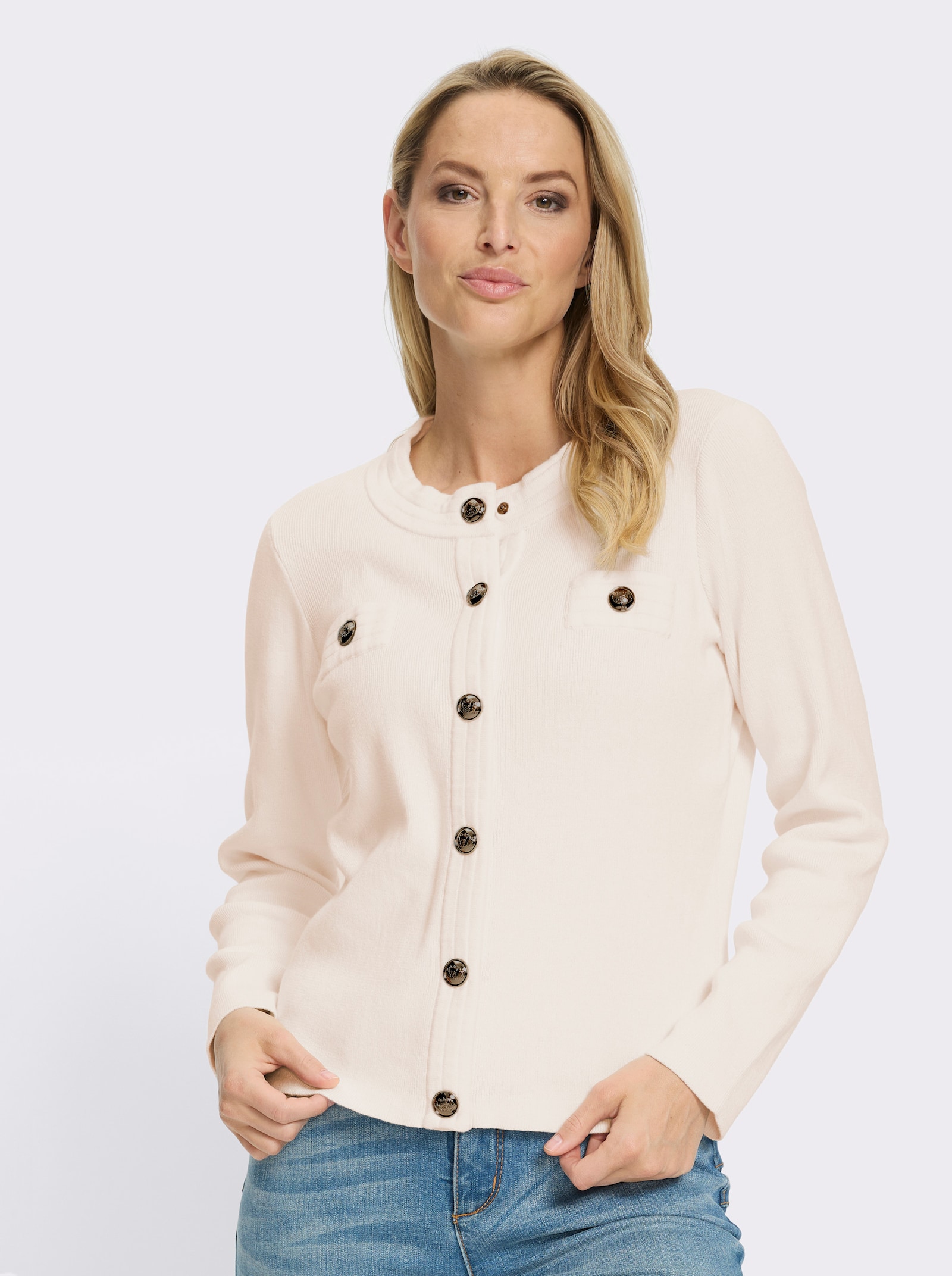 heine Strickjacke mit Schmuckknöpfen - ecru