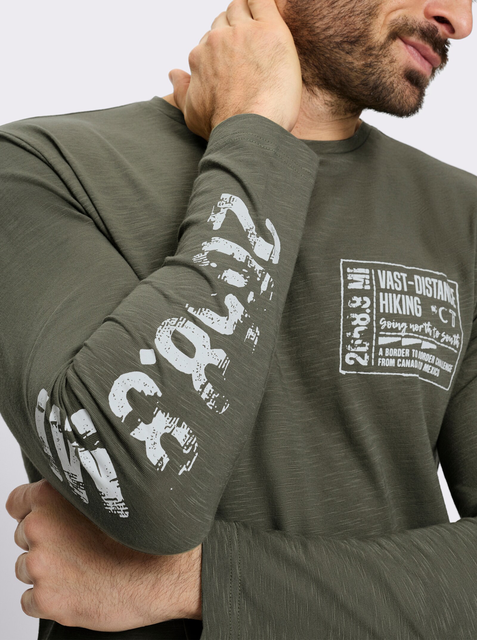 Catamaran Langarmshirt mit platziertem Druck - khaki-bedruckt