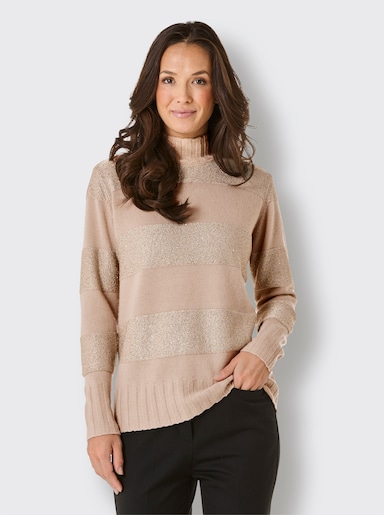 CREATION L PREMIUM Wollpullover mit Paillettengarn - beige