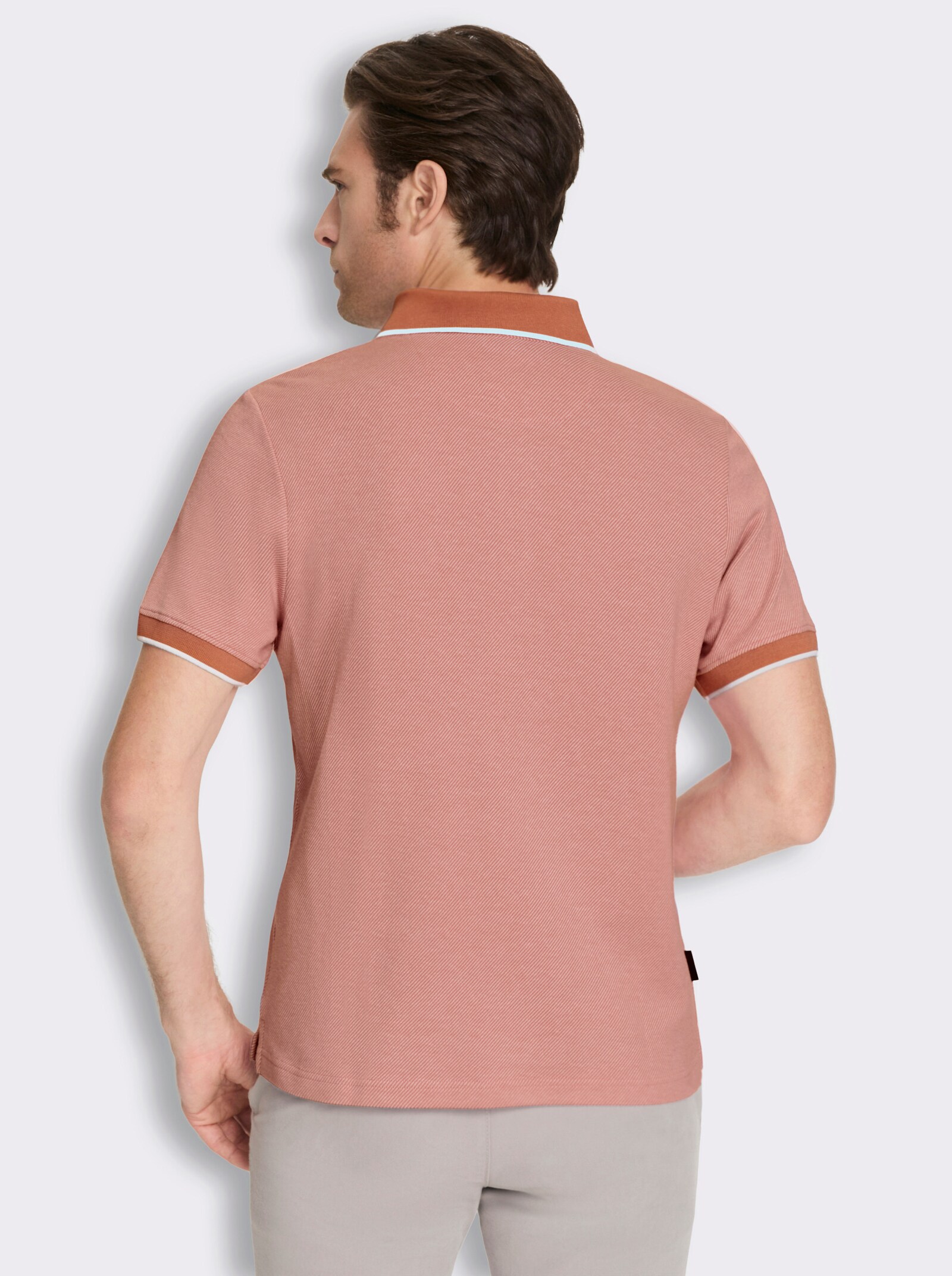 Marco Donati Kurzarmshirt in Jacquard-Qualität, mit Modal - papaya-gestreift