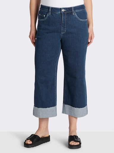 sheego 7/8-Jeans mit breitem Saum-Umschlag - blue-stone-washed