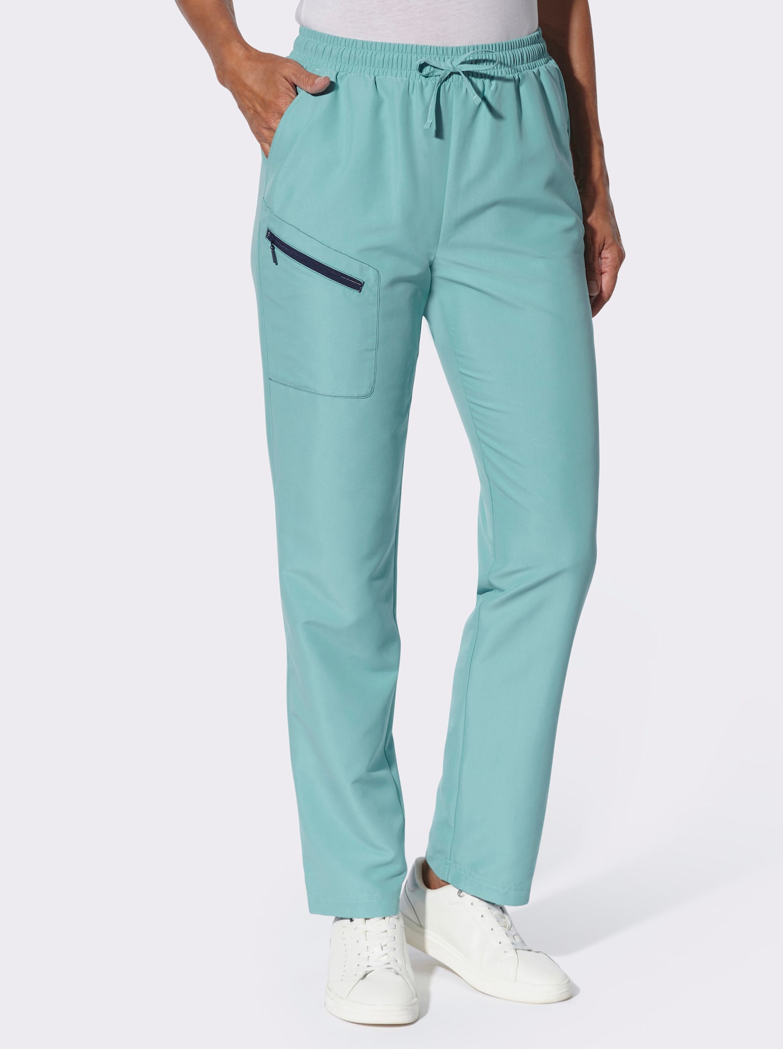 Freizeithose mit Reißverschluss-Tasche - salbei