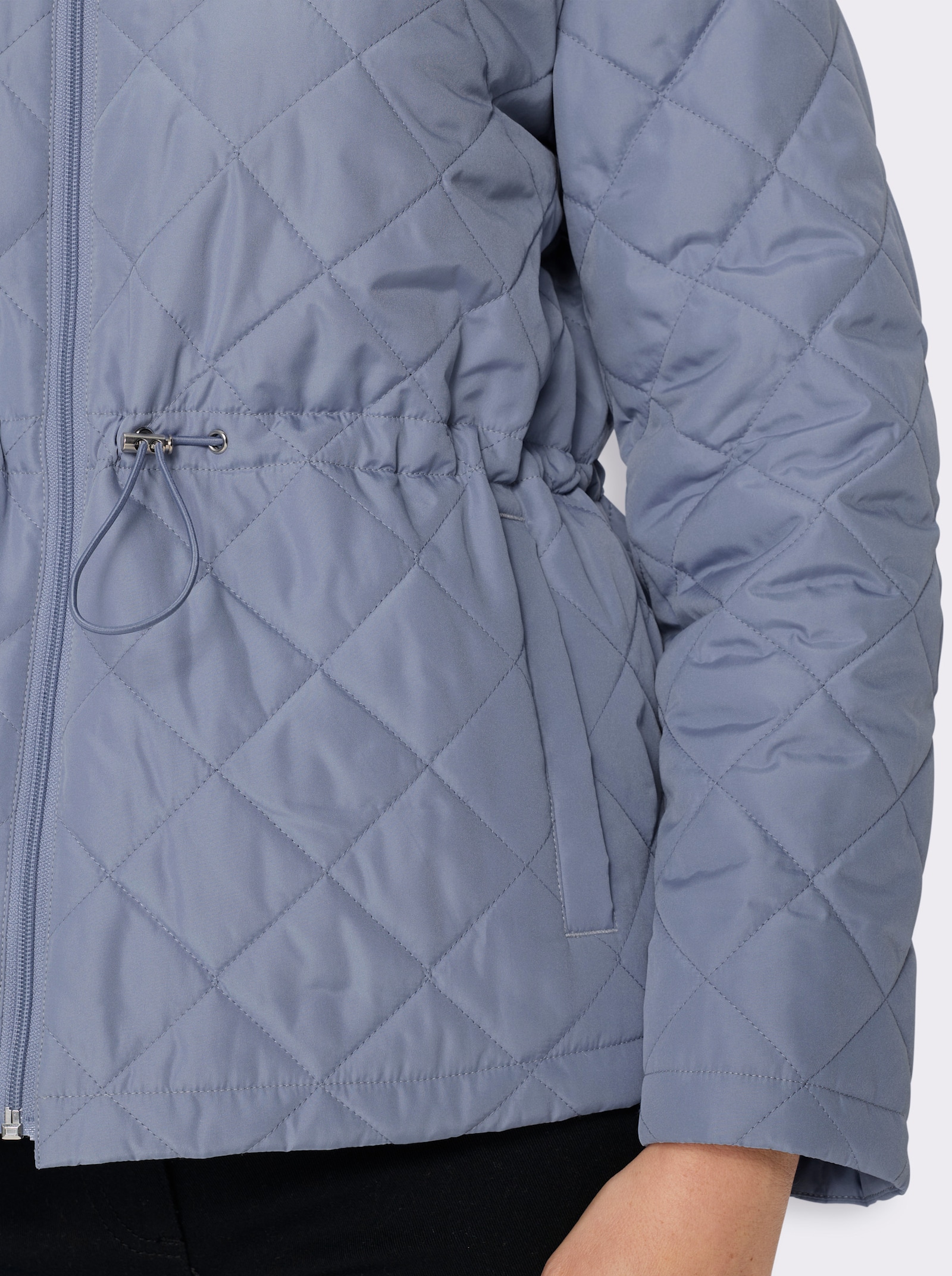 Steppjacke mit Tunnelzug in der Taille - taubenblau