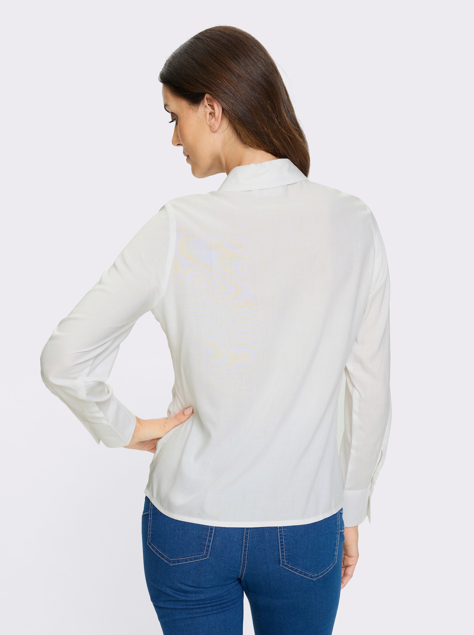 heine Langarm-Bluse mit Knoten-Detail - weiß