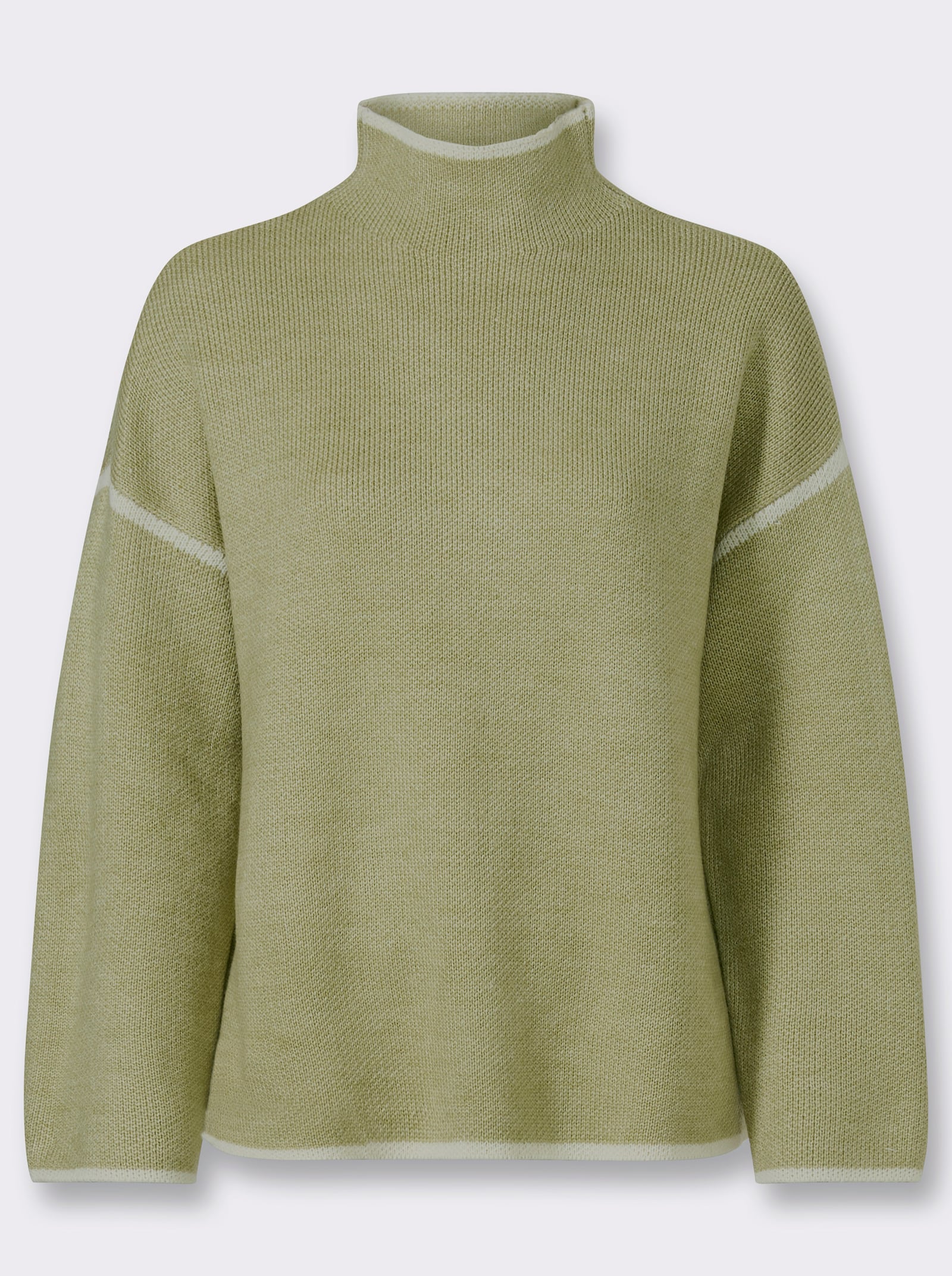 heine Langarm-Pullover mit Kontraststreifen - schilf-ecru-meliert