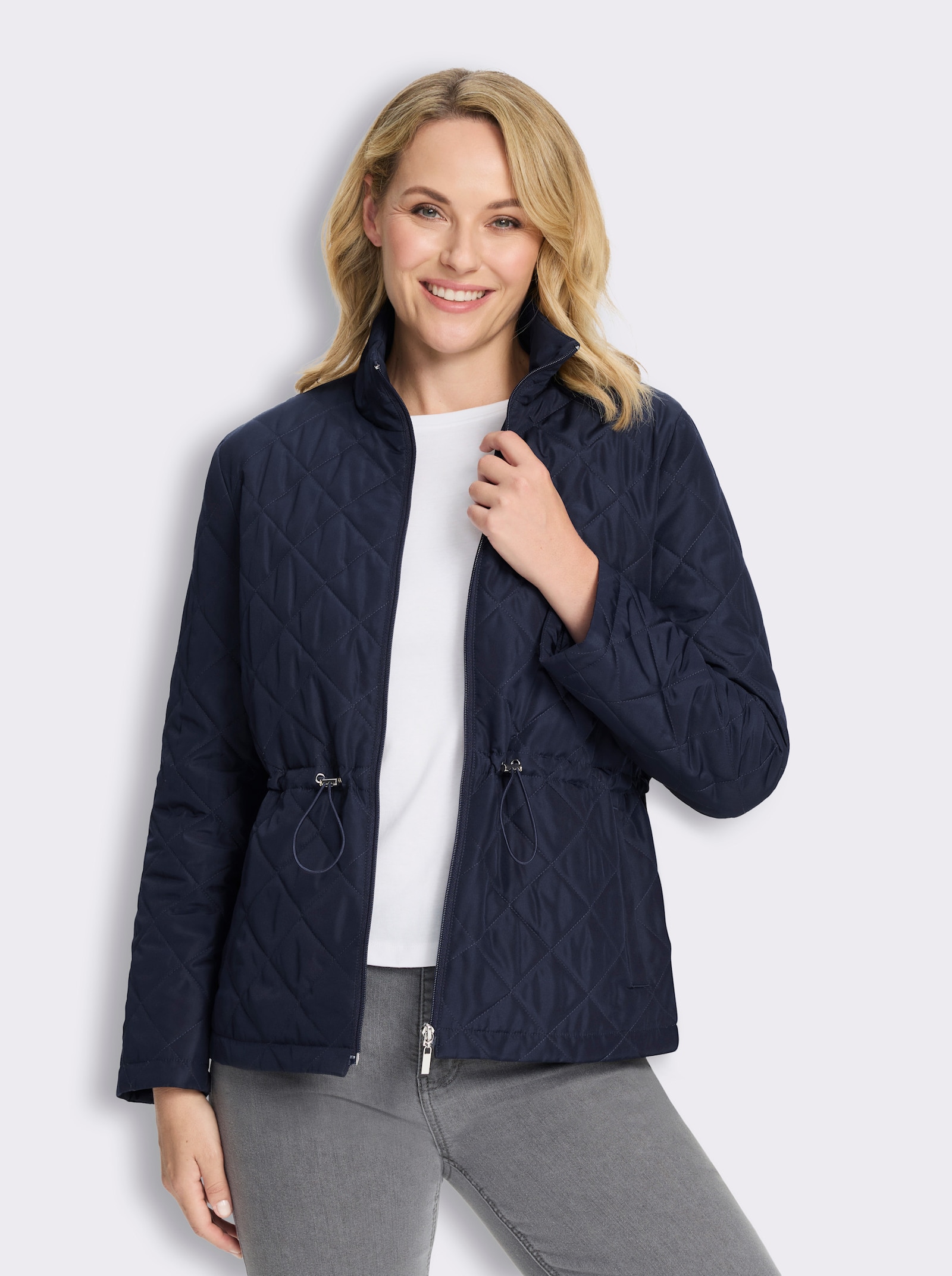 Steppjacke mit Tunnelzug in der Taille - marine