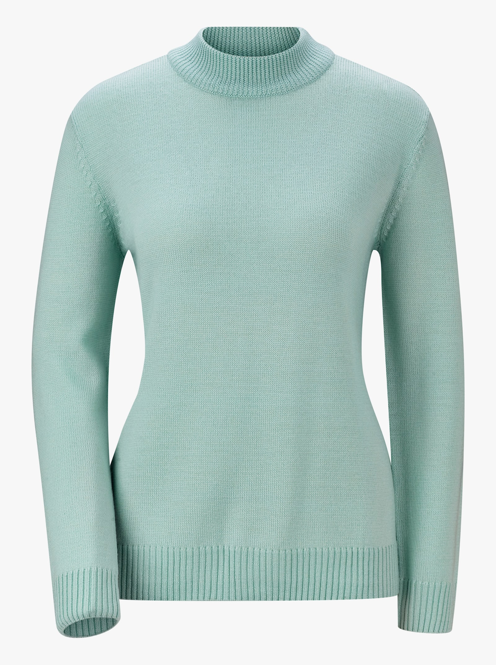 Stehkragenpullover aus Merino-Wolle - mint