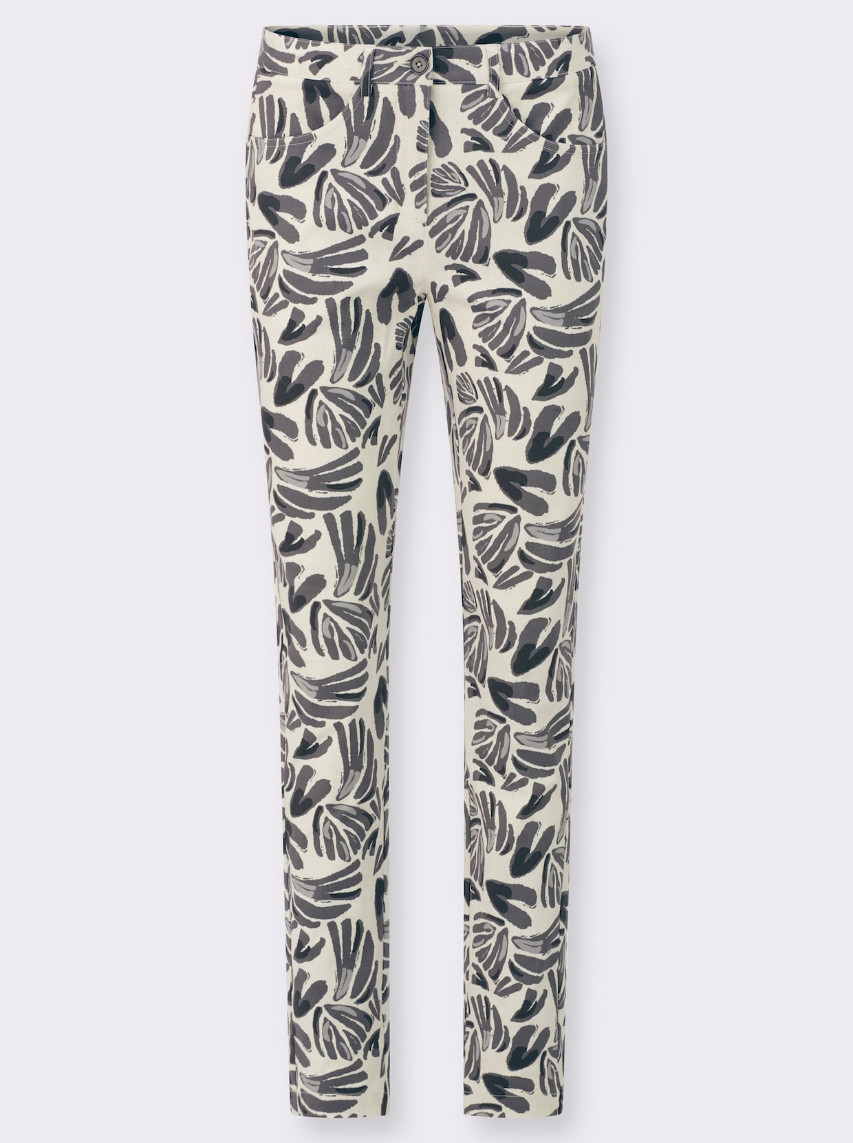 Druckhose - champagner-anthrazit-bedruckt