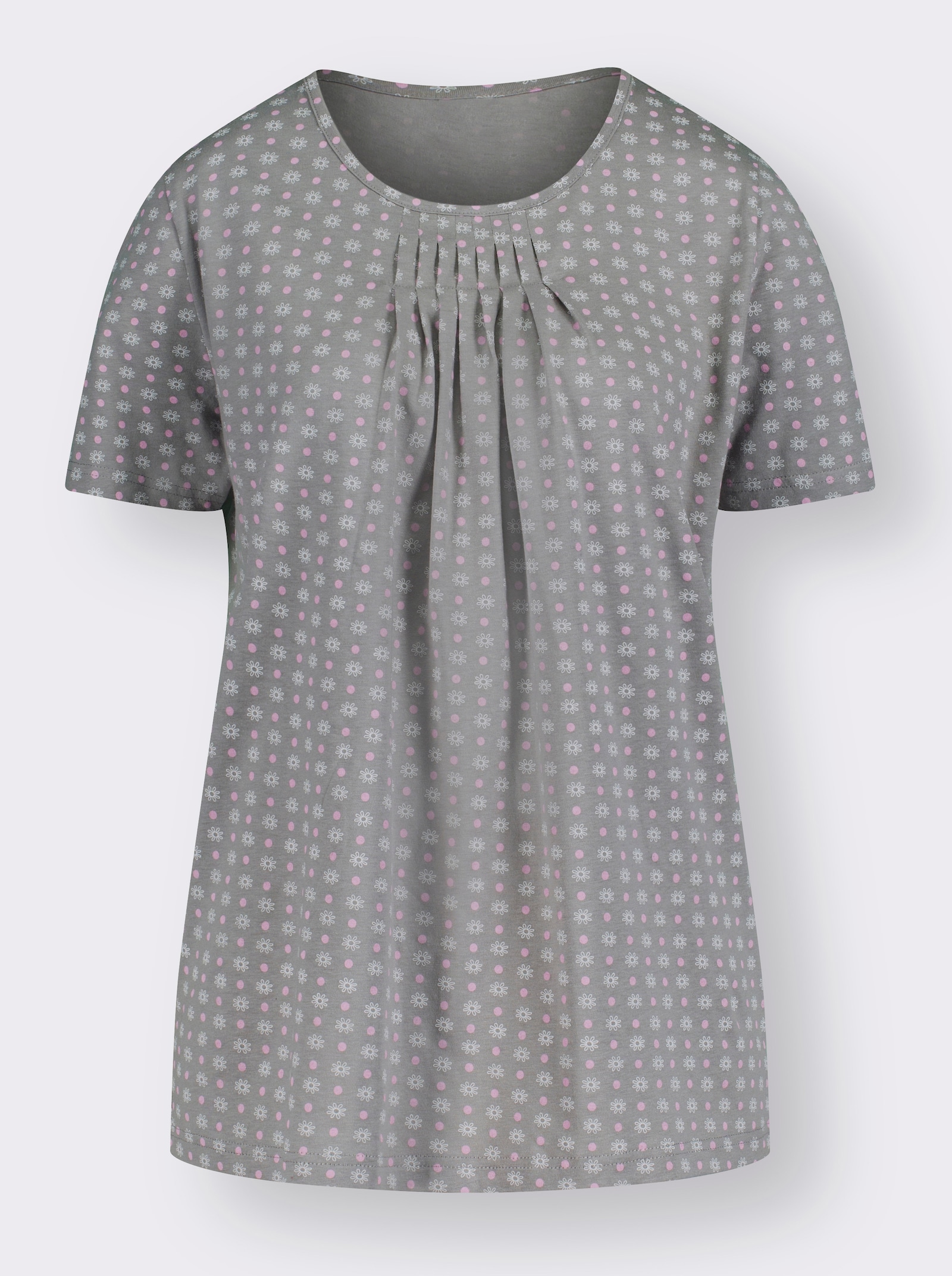 Kurzarmshirt im Minimaldessin - steingrau-gemustert