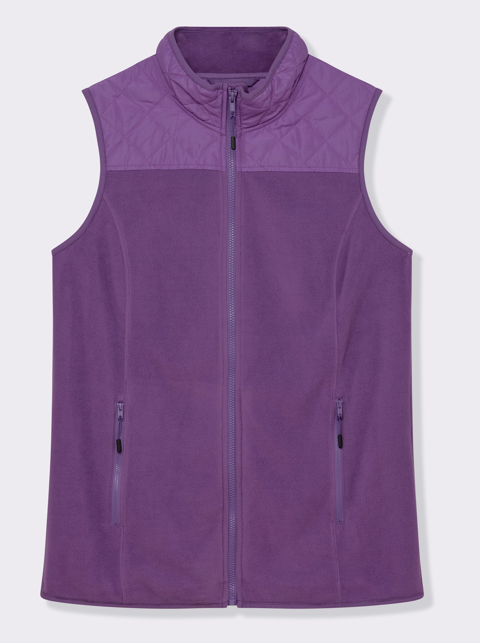 sheego Fleecegilet met opstaande kraag, in materiaalmix - paars