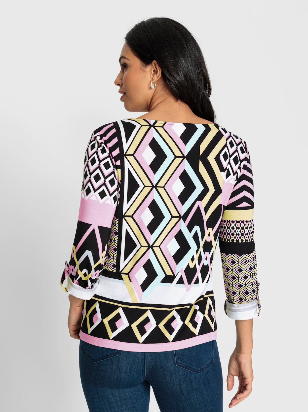 Shirt met lange mouwen - roze/wit bedrukt